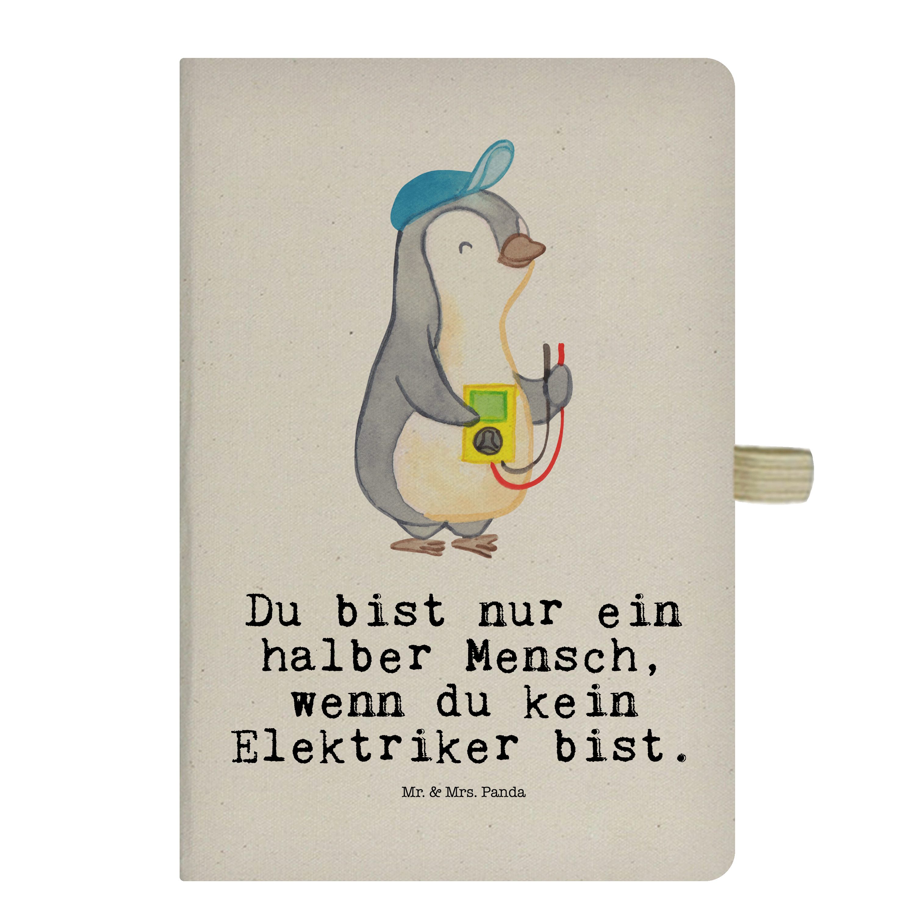 Mr. & Mrs. Panda Notizbuch Elektriker mit Herz - Transparent - Geschenk, Skizzenbuch, Elektroins Mr. & Mrs. Panda