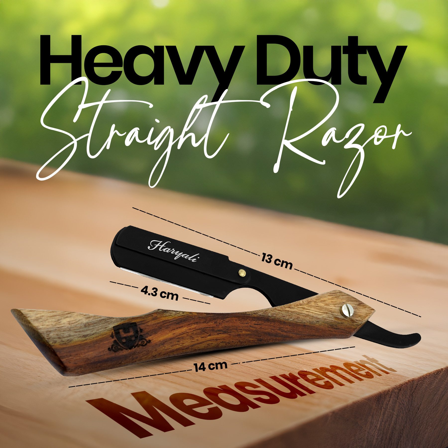 Haryali London Rasiermesser Premium Rasierer, Shavette, Holzrasierer, ergonomisch, pack, Rasierapparat mit Klinge und Holzoberfläche., Abwaschbarer, rutschfester Griff. Passend für alle Rasierklingen.