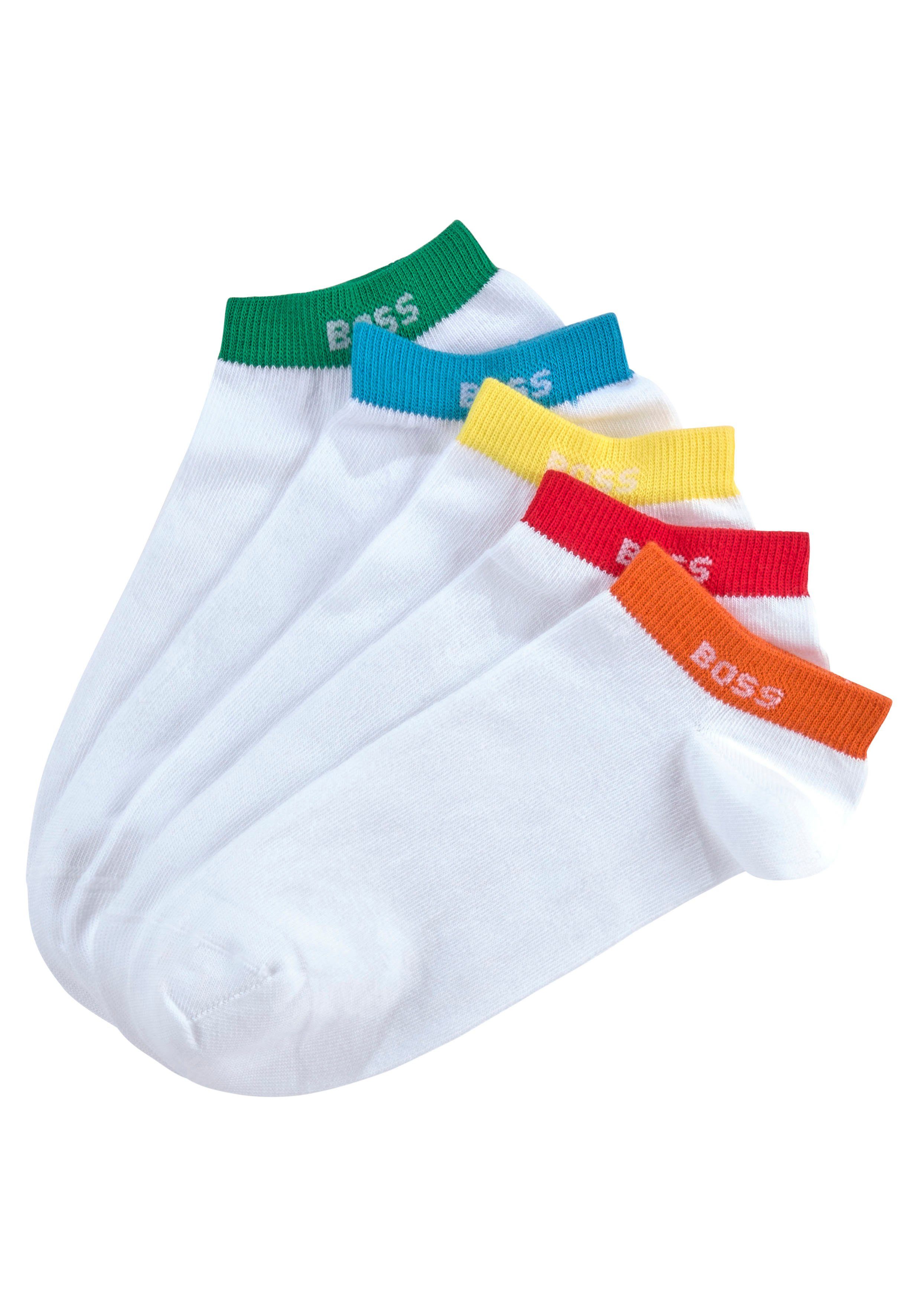 BOSS Socken 5P AS Rainbow CC (5-Paar) mit Markenlogo im Bund weiß