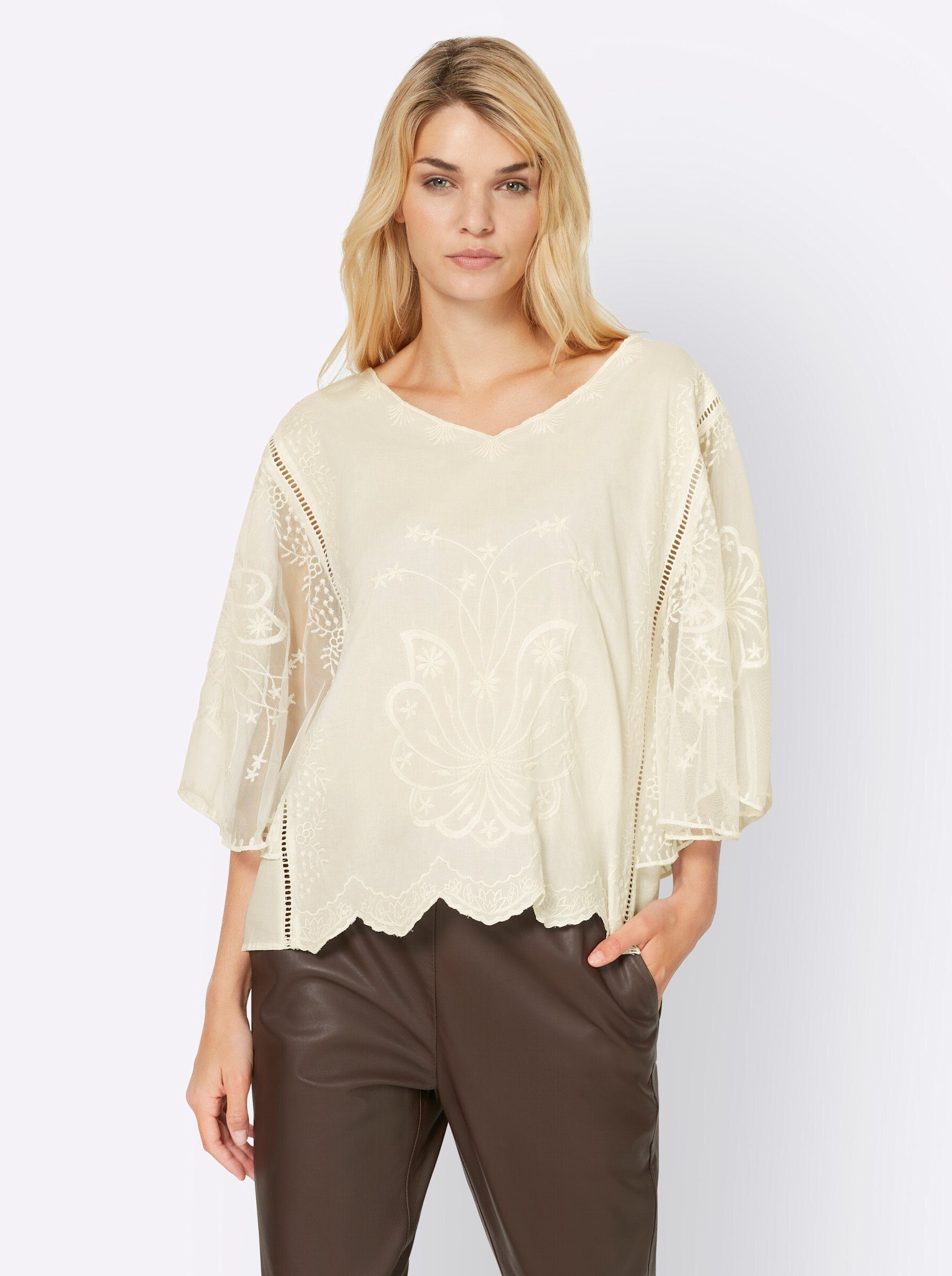 Klassische Bluse Stickereibluse