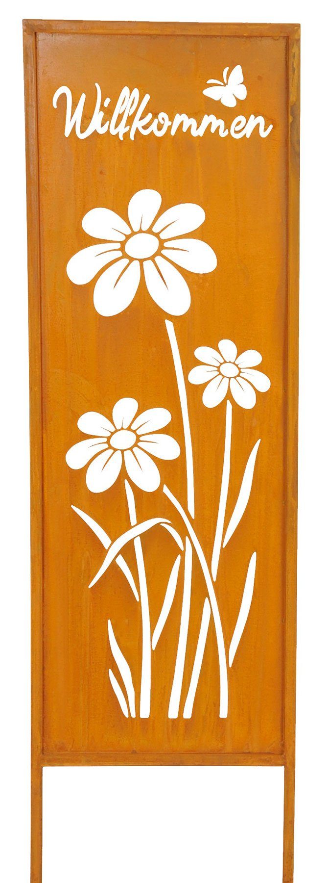 Levandeo® Gartenstecker Gartenstecker Willkommen H83cm Stele günstig online kaufen