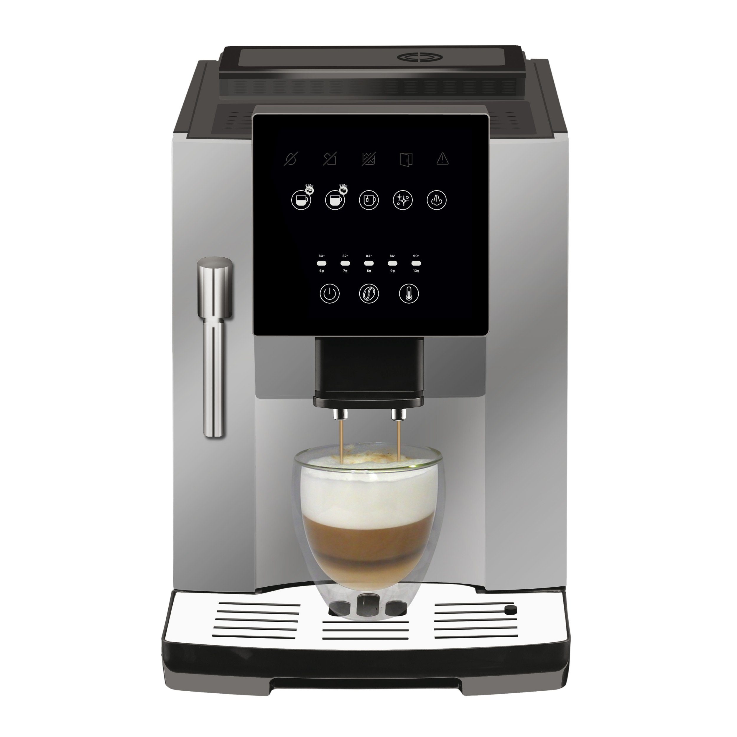 ULKA Kaffeevollautomat Acopino Display Herausnehmbare Brüheinheit, Dampfdüse Hochleistungspumpe, für großes mit Milchschaum, Napoli perfekten