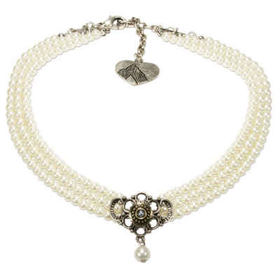 Alpenflüstern Collier Trachten-Perlen-Kropfkette Hedwig (creme-weiß), - nostalgische Trachtenkette Damen-Trachtenschmuck Dirndlkette