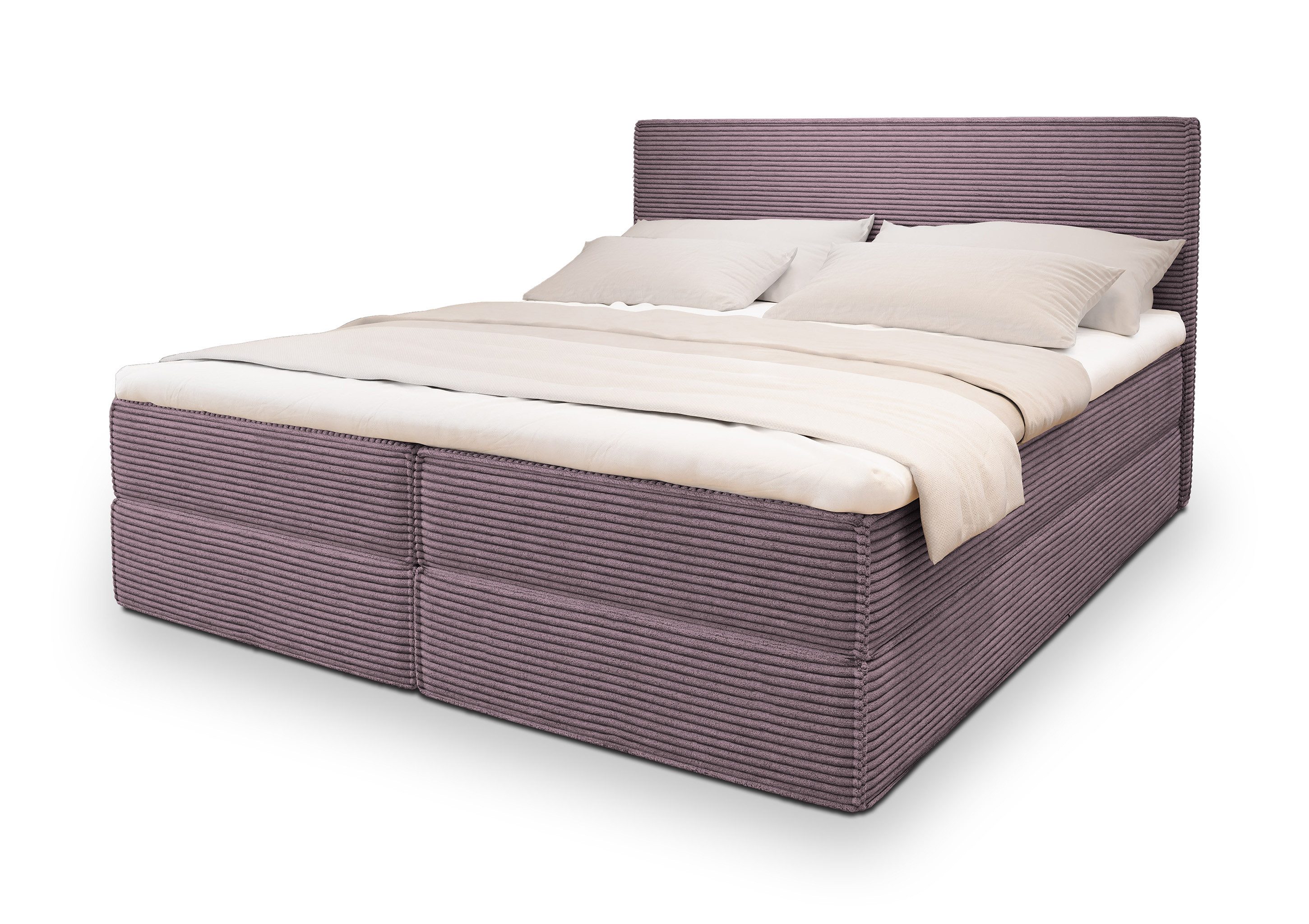 Masseno Boxbett PELLIO 160x200 cm mit Bonell Matratze und Topper, Doppelbett, Polsterbett mit Kopfteil, Boxspringbett