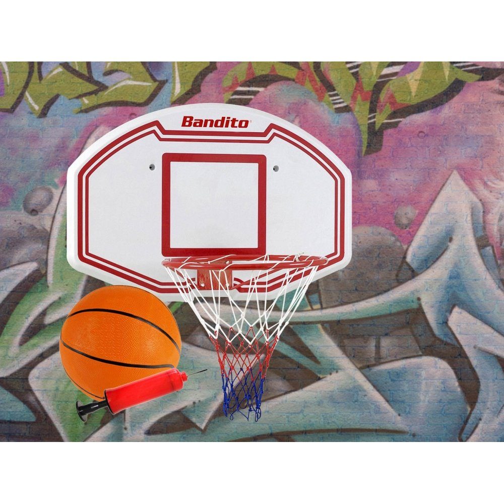 Bandito Basketballkorb Basketball-Backboard Winner, Set inkl. B-Ball und Ballpumpe (Set, Basketballkorb mit Ball und Pumpe), inklusive Basketball und Ballpumpe