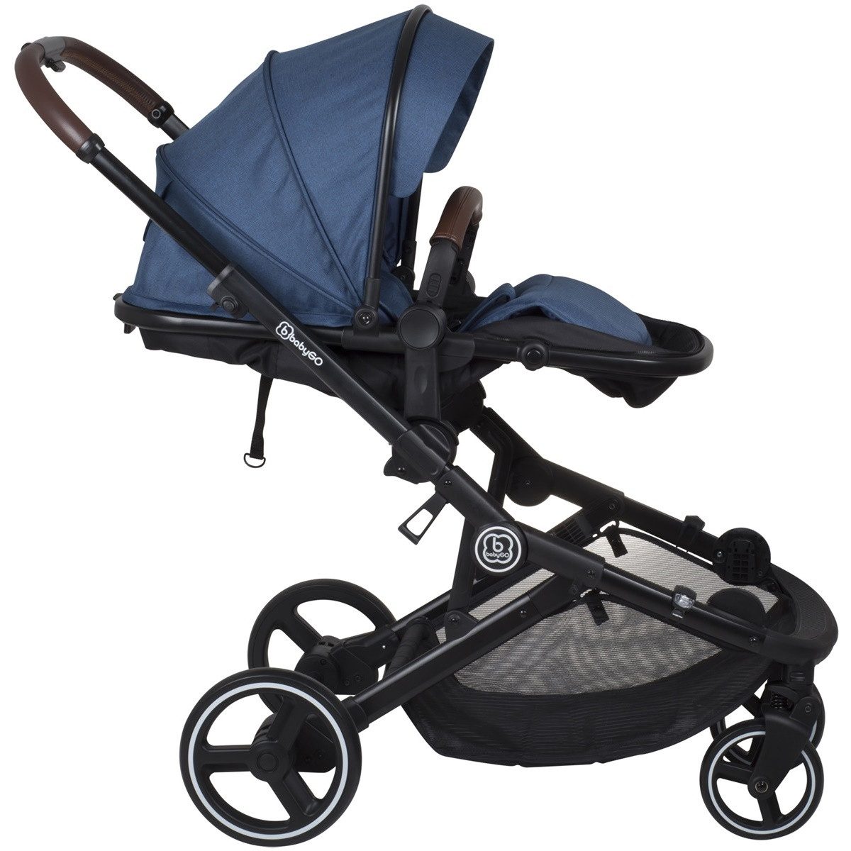 BabyGo Zwillings-Kombikinderwagen Twinner Set, Grey melange, (Set), inkl. 2 Regenhauben, Wickeltasche – Bild 5 von 5