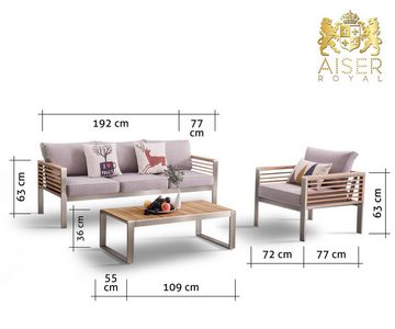 AISER Gartenlounge-Set AISER Royal Garten Lounge Set -Bali- 2 Sessel und Tisch aus Teakholz, (4-tlg)