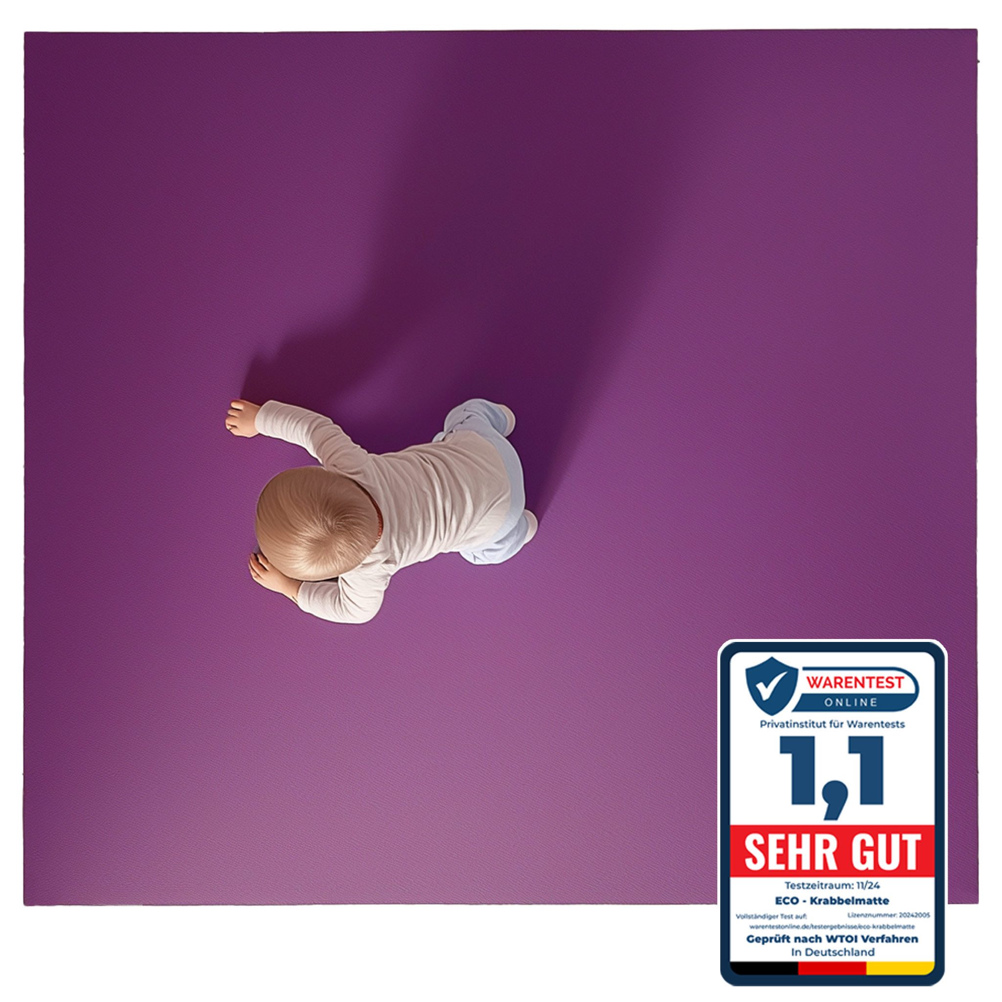 Eco Krabbelmatte Spielmatte (60x100cm, Pflaume), Öko-Tex 100 zertifiziert, komplett in Deutschland hergestellt