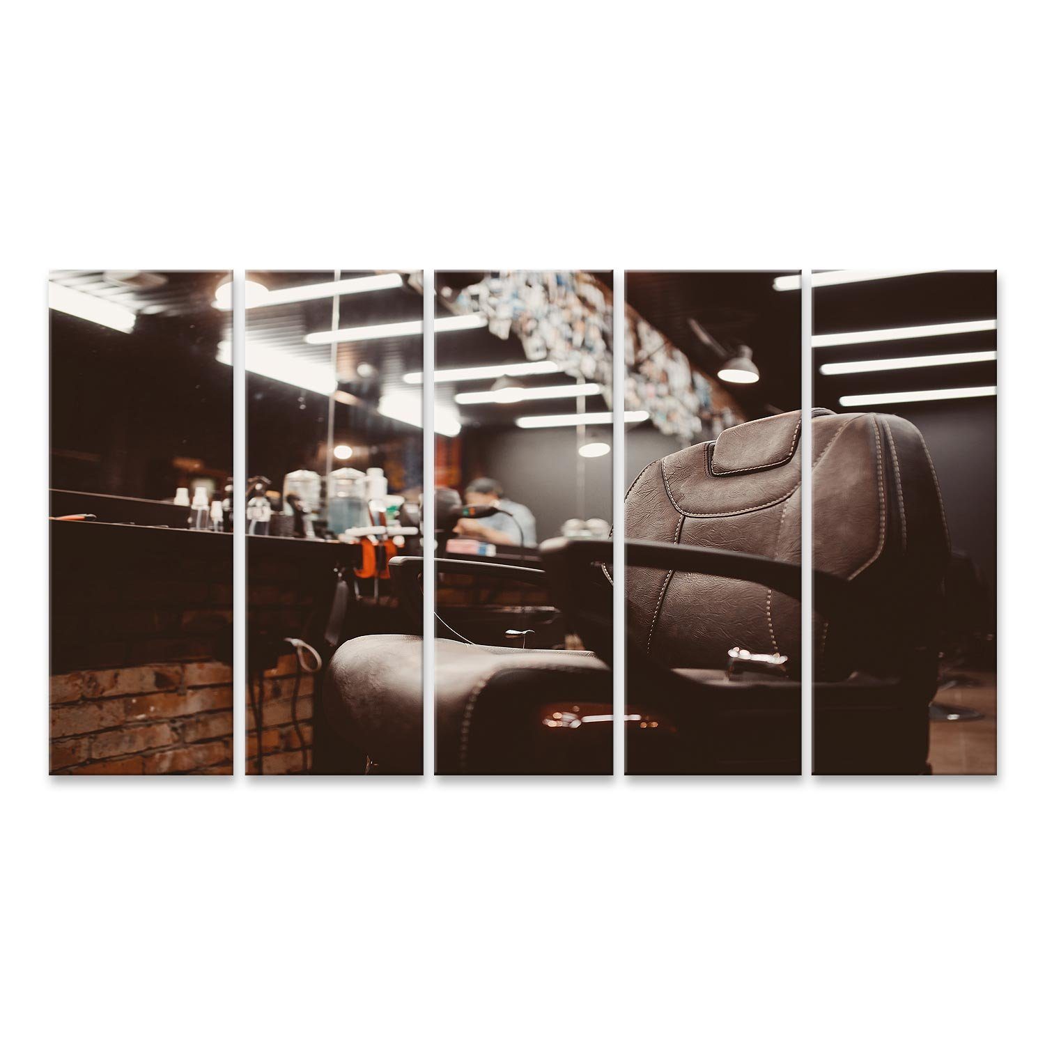 Leinwandbild Bild auf Leinwand Barbershop Sessel Moderner Friseur Friseursalon Barb