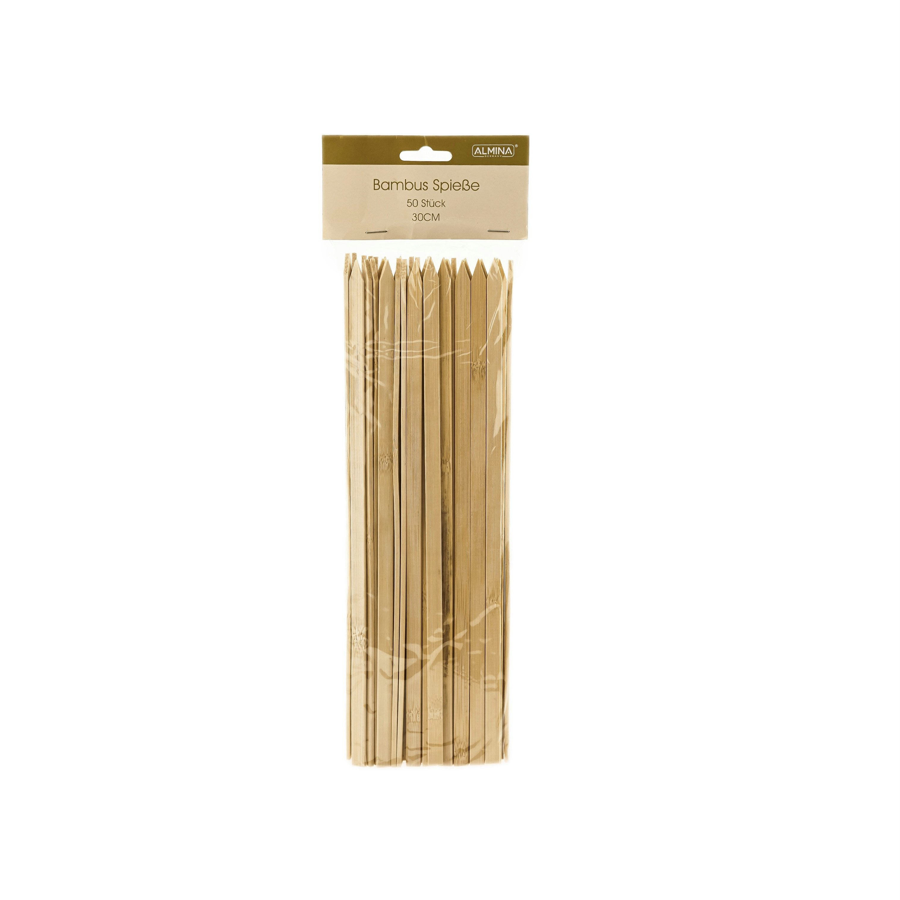 Almina Schaschlikspieße Bambusspieße für Buffet & Küche - 50 Stück, 30 cm (50-St)