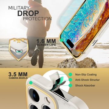 Nalia Smartphone-Hülle Apple iPhone 14 Pro Max, Hartglas Hülle Marmor-Optik / 9H Tempered Glass / Robust / Marble Case