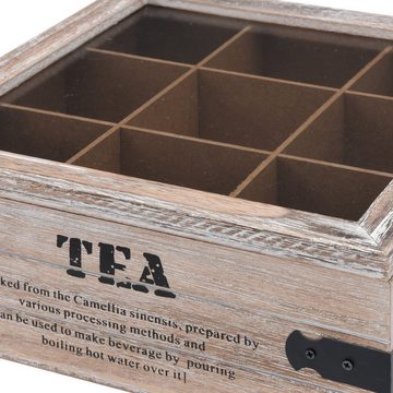 ToCi Teebox ToCi Teebox 9 Fächer Holz Vintage Tea Teekiste Teebeutel Aufbewahrung