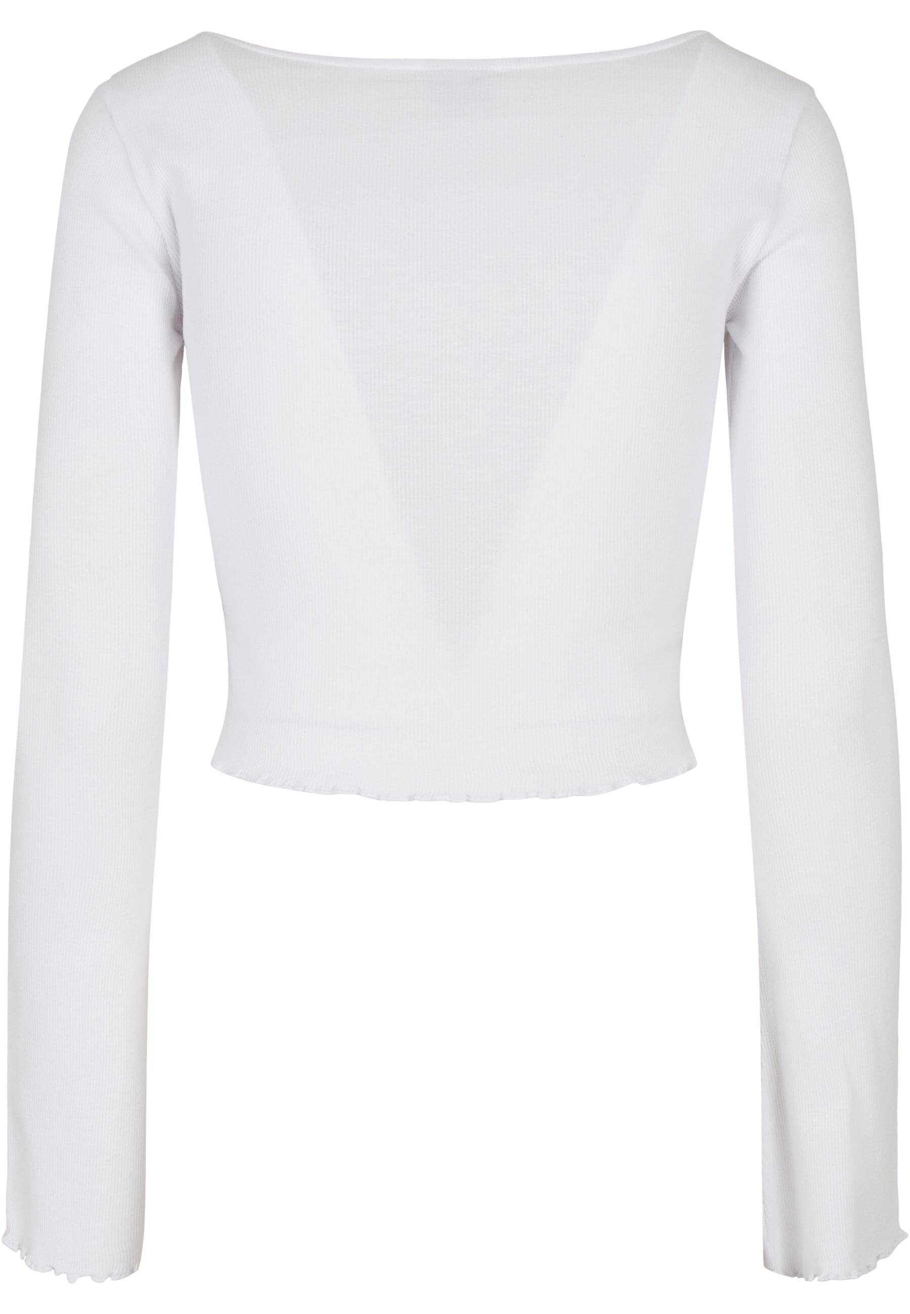 Ladies Rib (1-tlg) CLASSICS white Cropped URBAN Cardigan Damen Langarmshirt