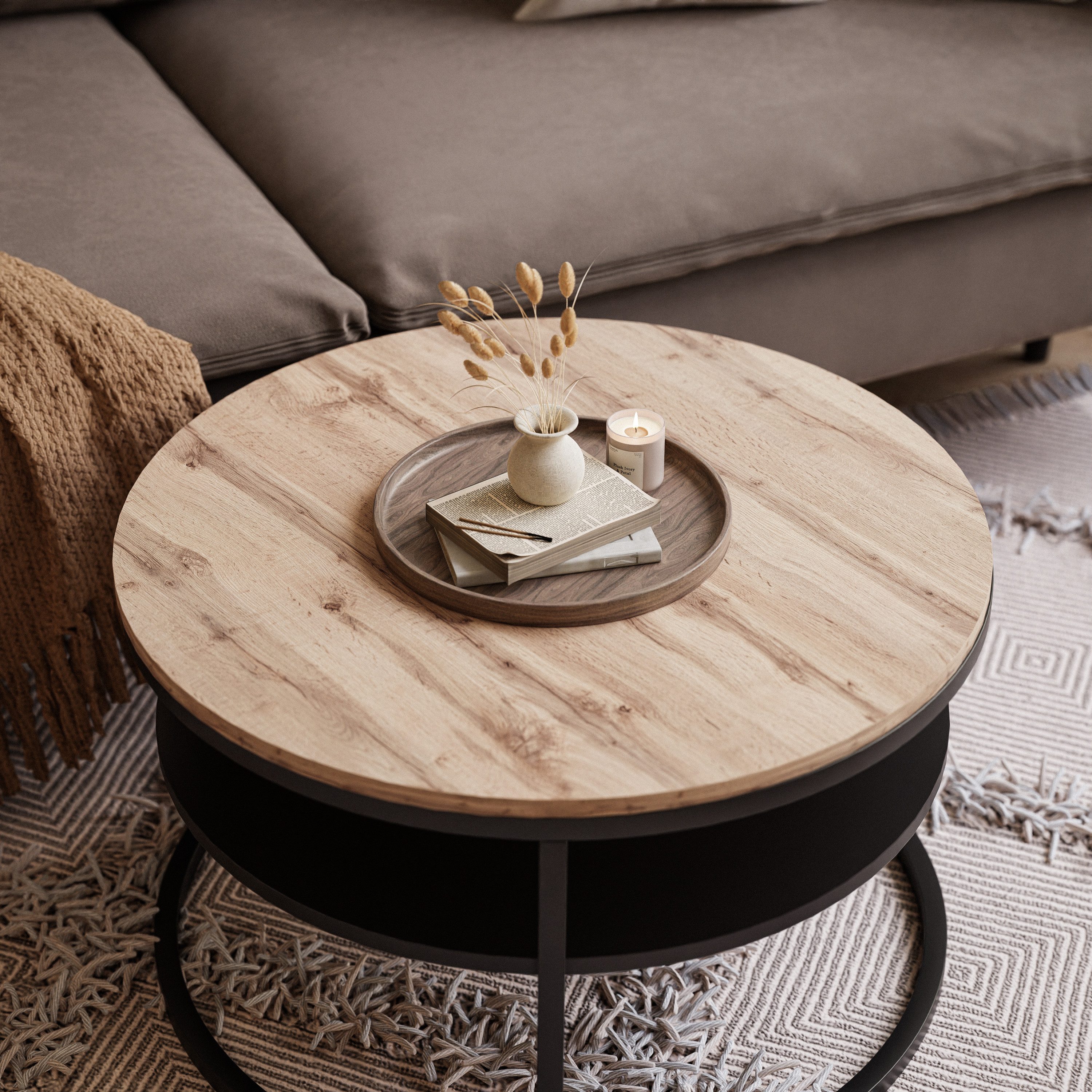 Lookway Couchtisch CIRI SLIM LOFT mit Ablage (1 Tisch), Durchmesser: ⌀ 60 cm, Höhe: 42 cm – Bild 4 von 5