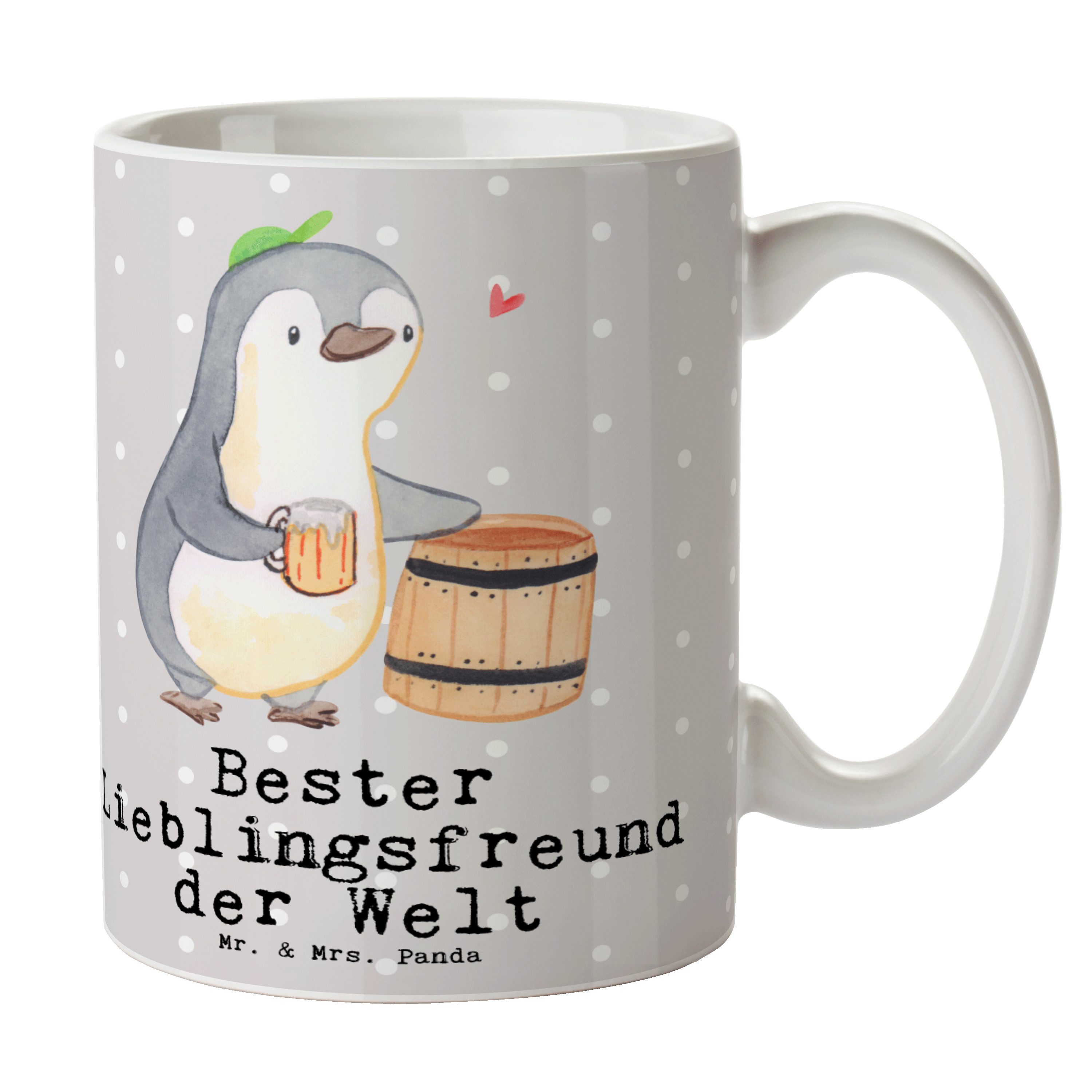 Mr. & Mrs. Panda Tasse Pinguin Bester Lieblingsfreund der Welt - Grau Pastell - Geschenk, Ge, Keramik