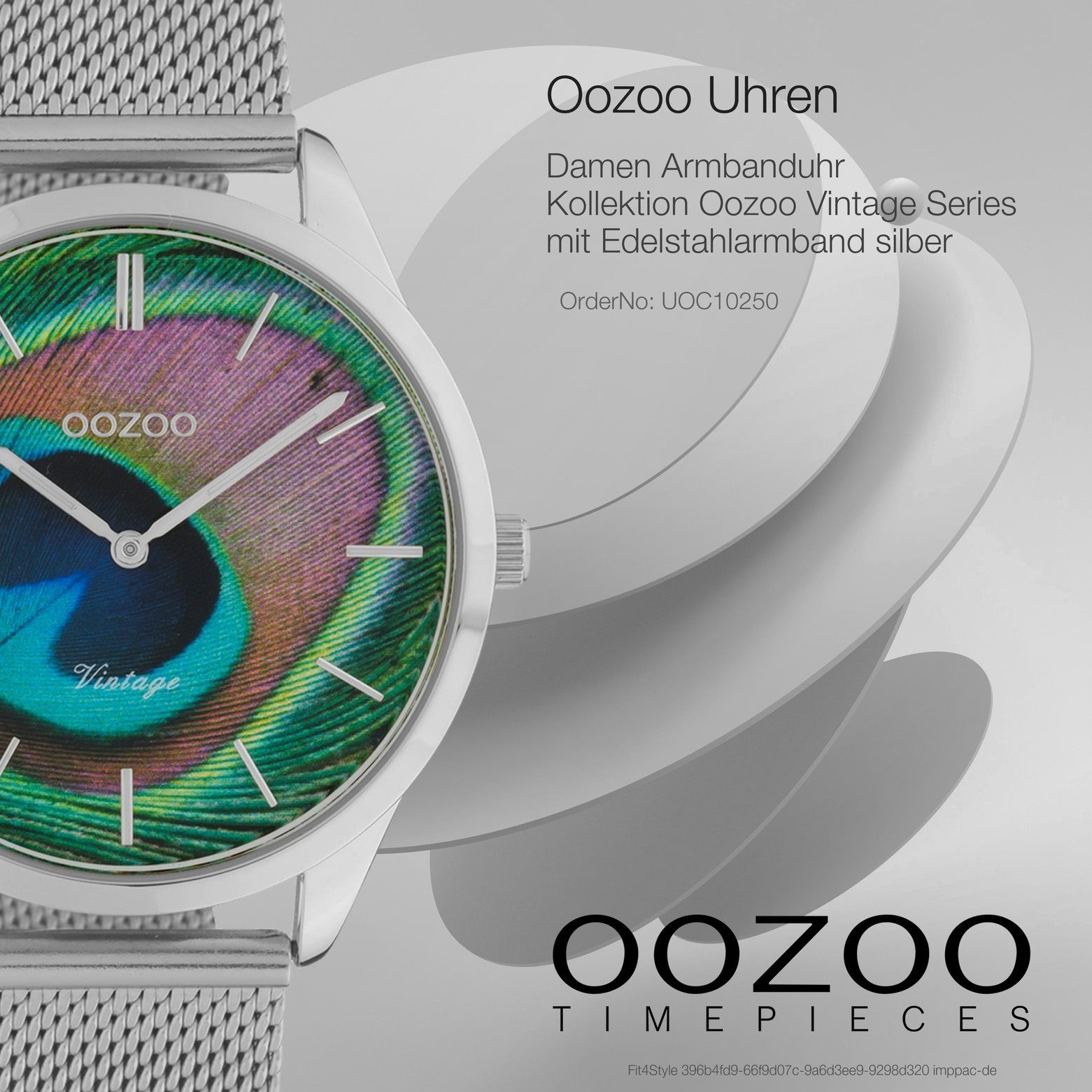 Oozoo OOZOO Analog, Armbanduhr rund, (ca. mittel silber Damenuhr 38mm) Damen Edelstahlarmband, Fashion-Style Quarzuhr