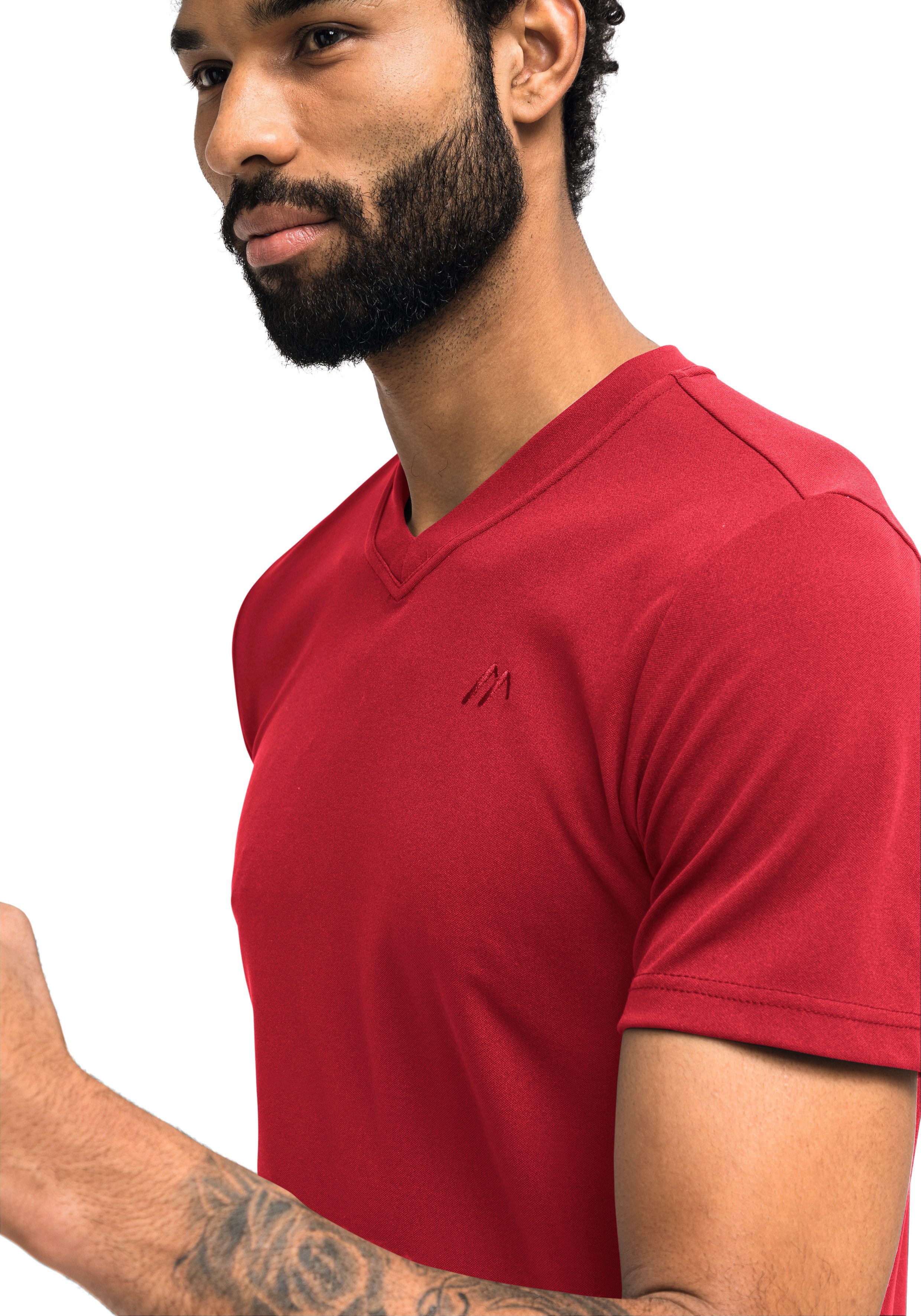 Maier Sports T-Shirt Wali Herren Kurzarmshirt, leichtes Sommer Funktionsshirt, V-Ausschnitt
