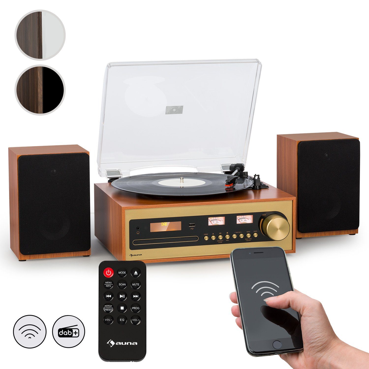 Bluetooth CD Radiotuner, Champagner) FM und Stereon DAB (DAB+ FM Auna Oxford 20 W, Player Stereoanlage SE Vinyl