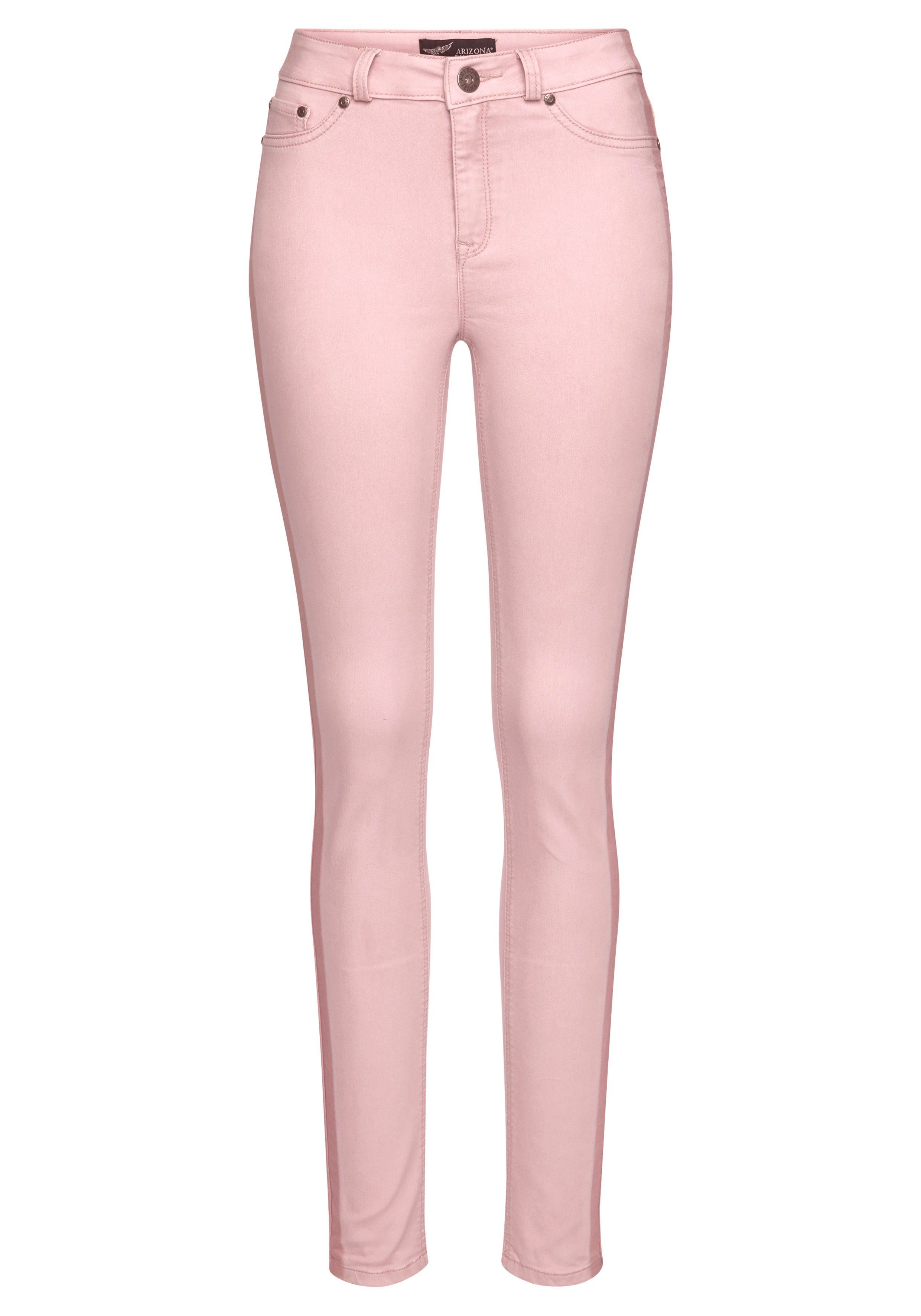 High rosa mit Streifen Stretch Ultra Waist Skinny-fit-Jeans Arizona seitlichem