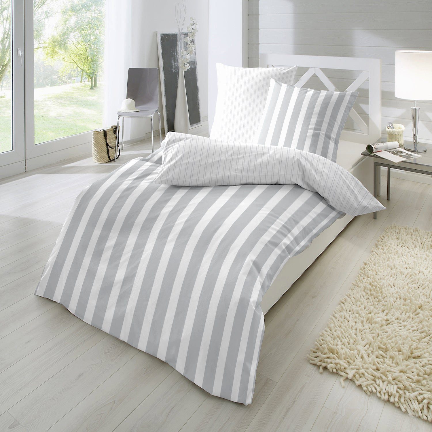 Bettwäsche Bettwäsche 4 stylischen Farben gestreift Bettbezug Schlafzimmer, Miovani, Baumwolle, Streifen