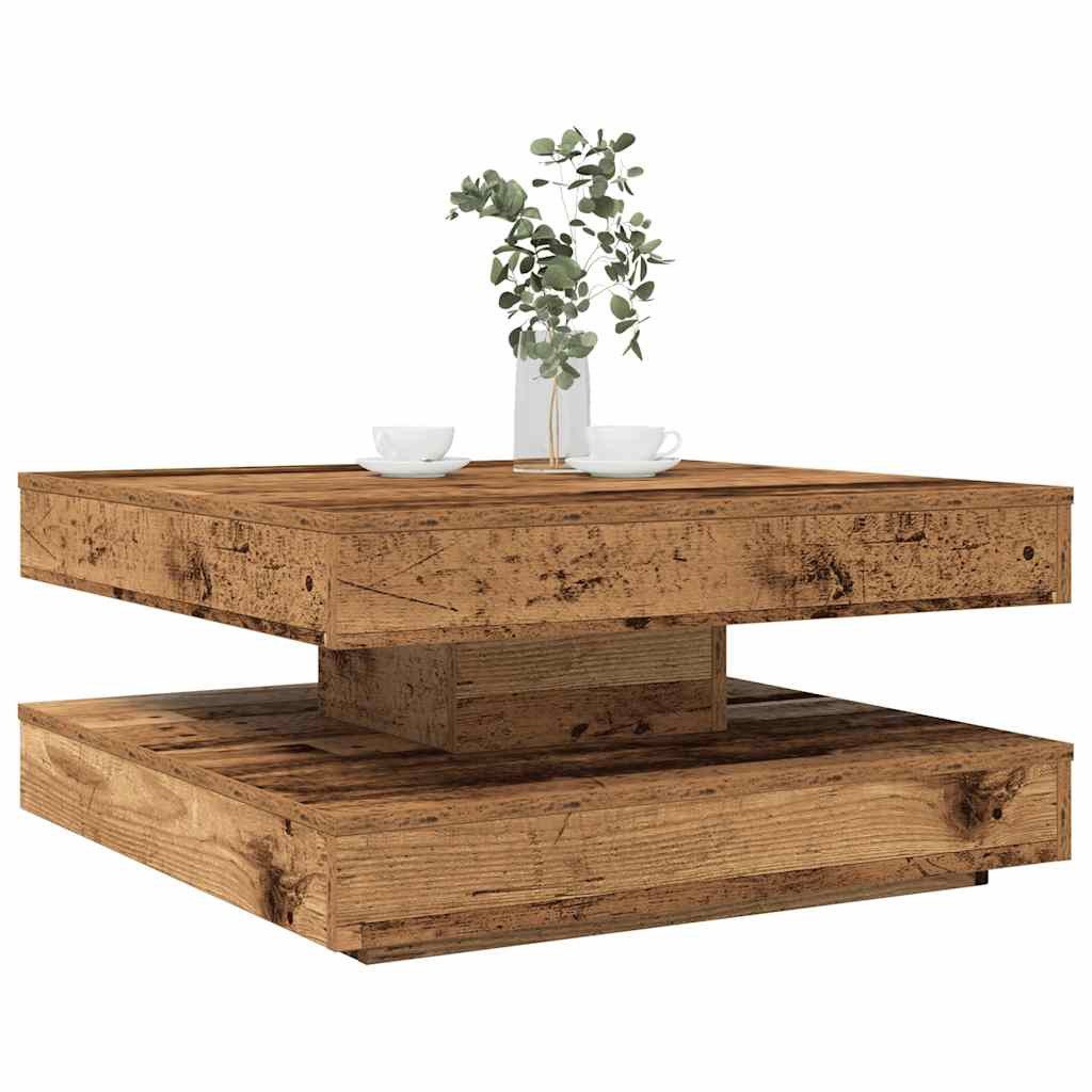 vidaXL Couchtisch Couchtisch 360-Grad Drehbar Altholz-Optik 70x70x34,5 cm (1-St)
