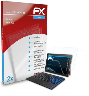 atFoliX Schutzfolie Displayschutz für Lenovo Miix 700, (2 Folien), Ultraklar und hartbeschichtet