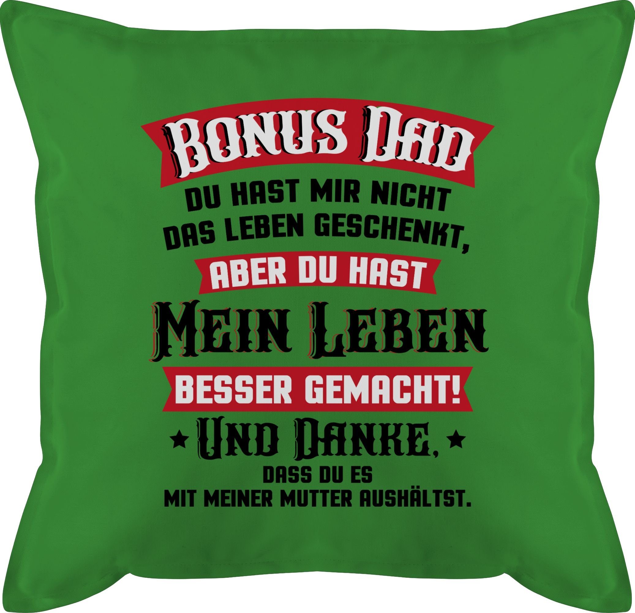 Shirtracer Dekokissen Bonus Dad - rot/schwarz, Vatertagsgeschenk Kissen 3 Grün