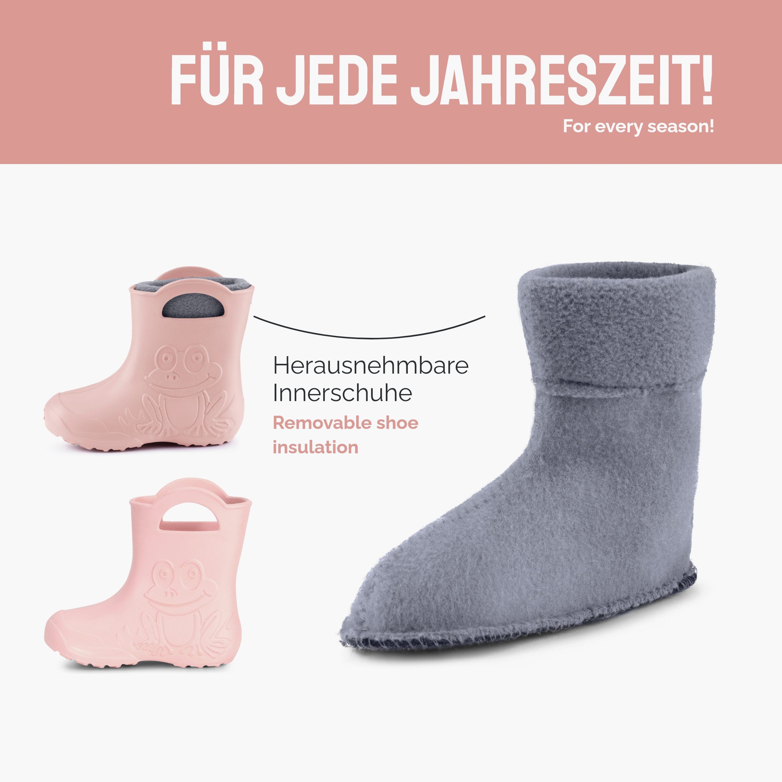 Ladeheid Kinder EVA federleichte Regenschuhe LA-CA-03 Gummistiefel mit herausnehmbares Innenfutter – Bild 4 von 5
