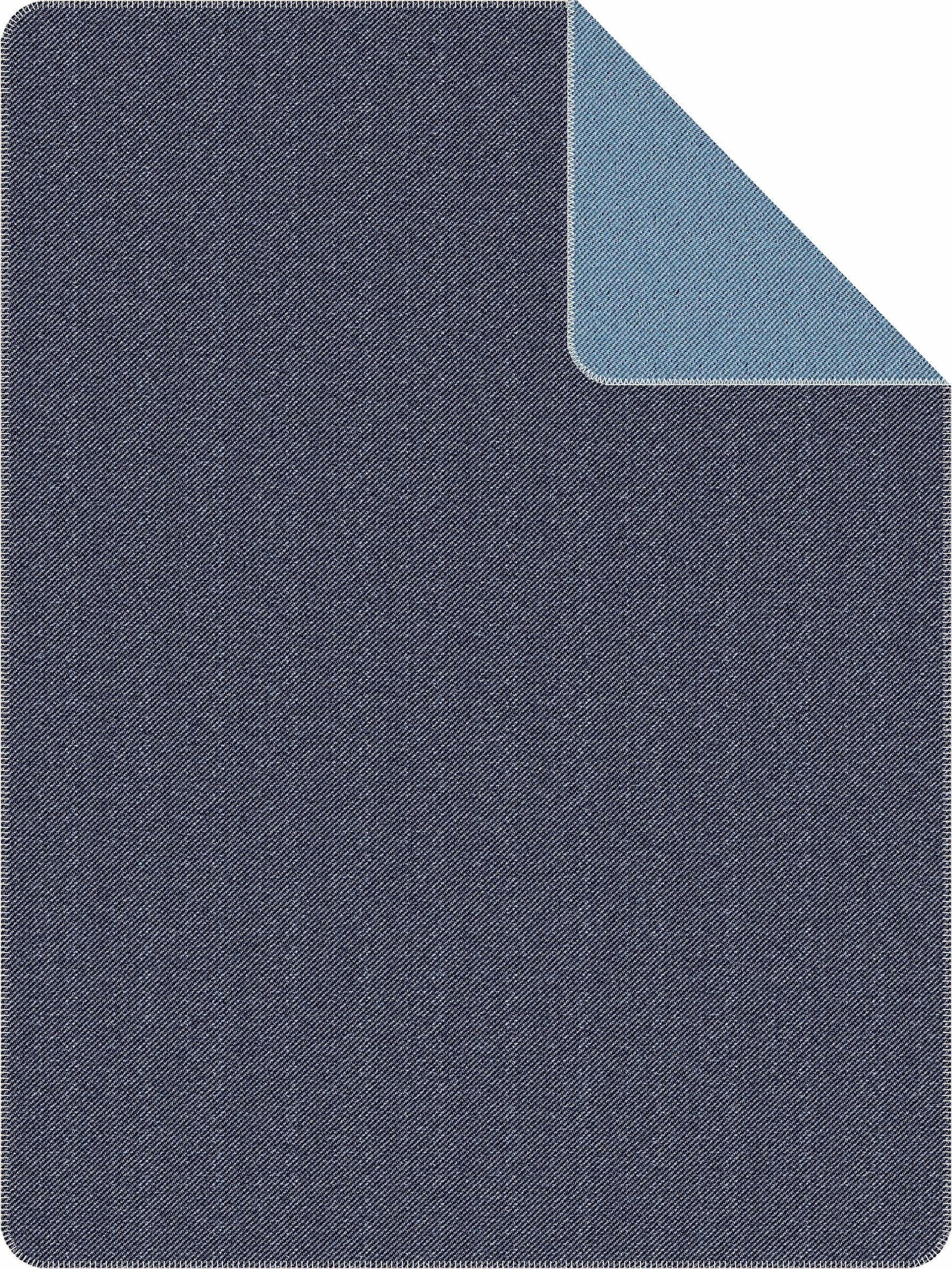 Wohndecke Haag, s.Oliver, in Doubleface blau Kuscheldecke Optik
