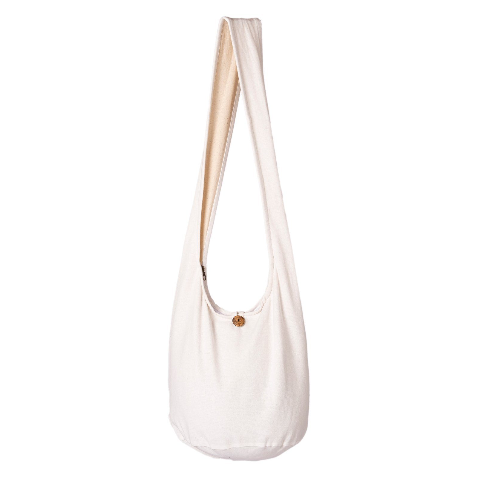 PANASIAM Beuteltasche Schulterbeutel einfarbig Schultertasche aus 100% Baumwolle in 2 Größen, Umhängetasche auch als Wickeltasche Handtasche oder Strandtasche weiß