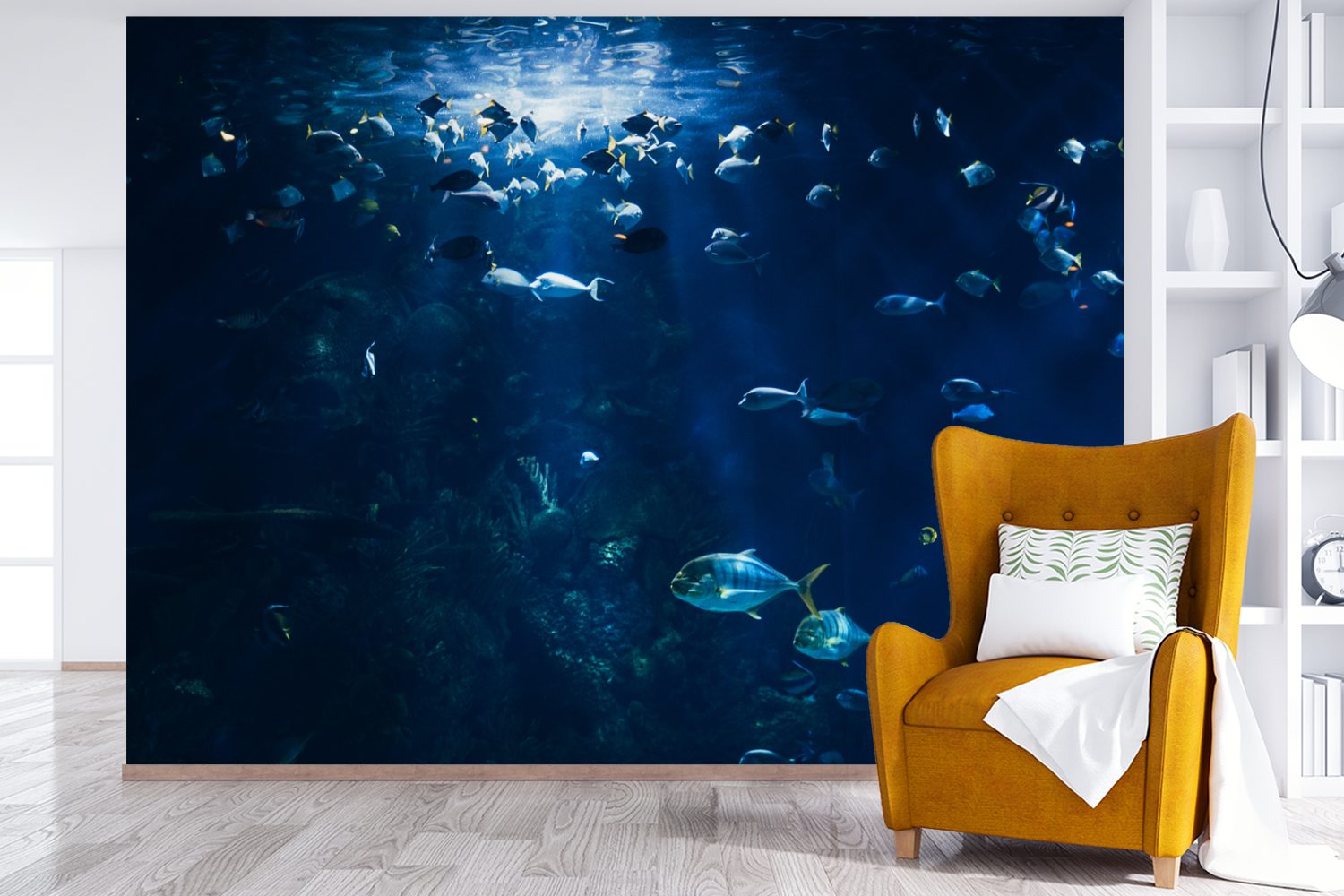 bedruckt, Angeln Aquarium für Norwegen, St), in Kinderzimmer, einem Fototapete Matt, MuchoWow Vinyl in Tapete Wohnzimmer, (6 Wallpaper Schlafzimmer,