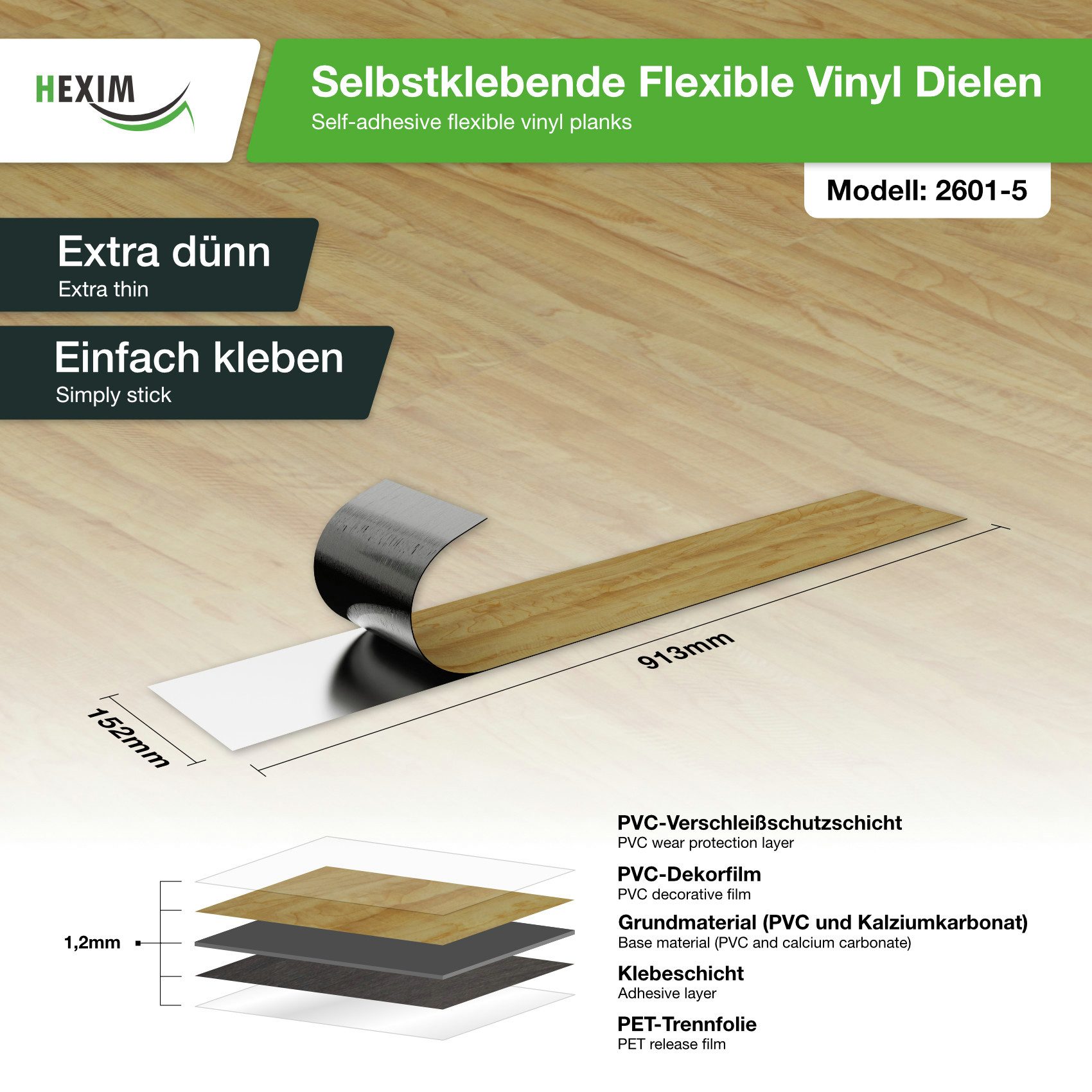 Hexim Vinylboden, Vinyldielen 0,97m² selbstklebend PVC Wandverkleidung Bode günstig online kaufen