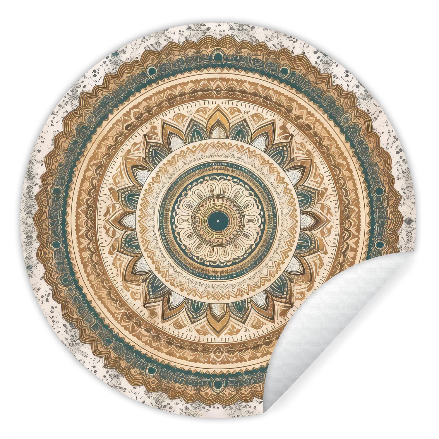 MuchoWow Wandsticker Blumen - Mandala - Vintage - Braun - Hippie (1 St), Wandtattoo Selbstklebend, Wohnzimmer Deko Aufkleber, 30x30 cm