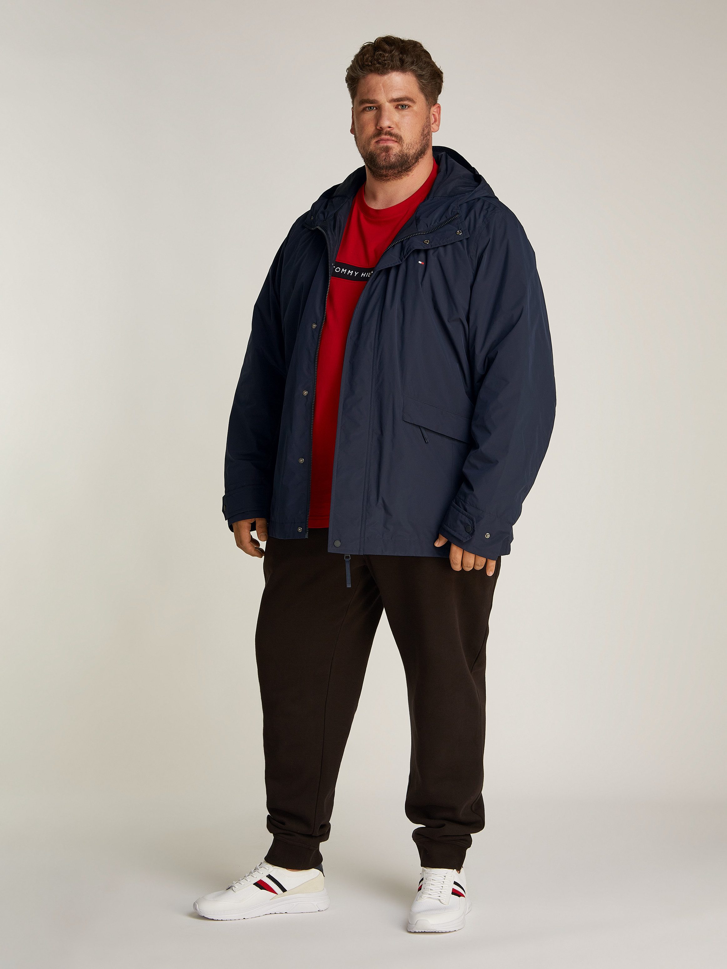 Tommy Hilfiger Big & Tall Allwetterjacke BT-LW PACKABLE HOODED JKT-B in Großen Größen, Logostickerei