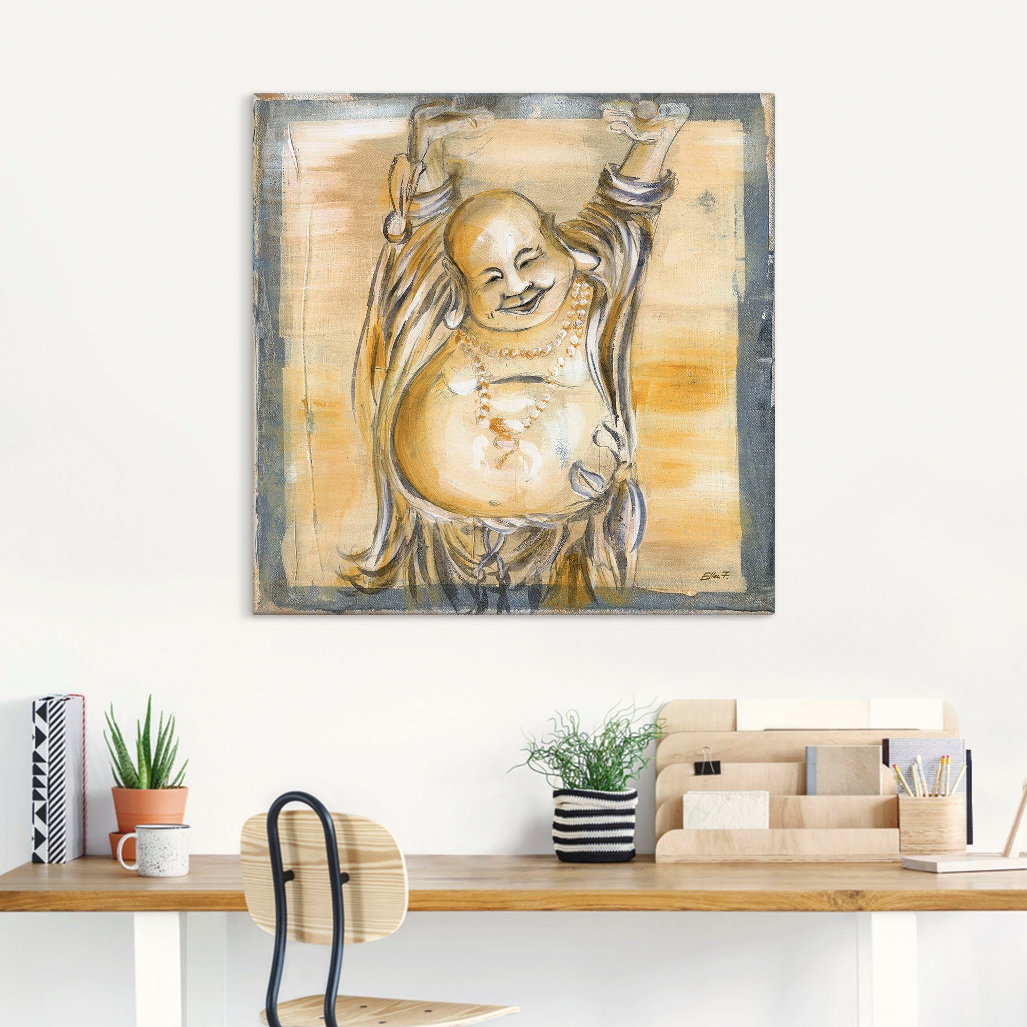Artland Wandbild Fröhlicher Buddha II, Religion (1 St), als Leinwandbild, Poster in verschied. Größen