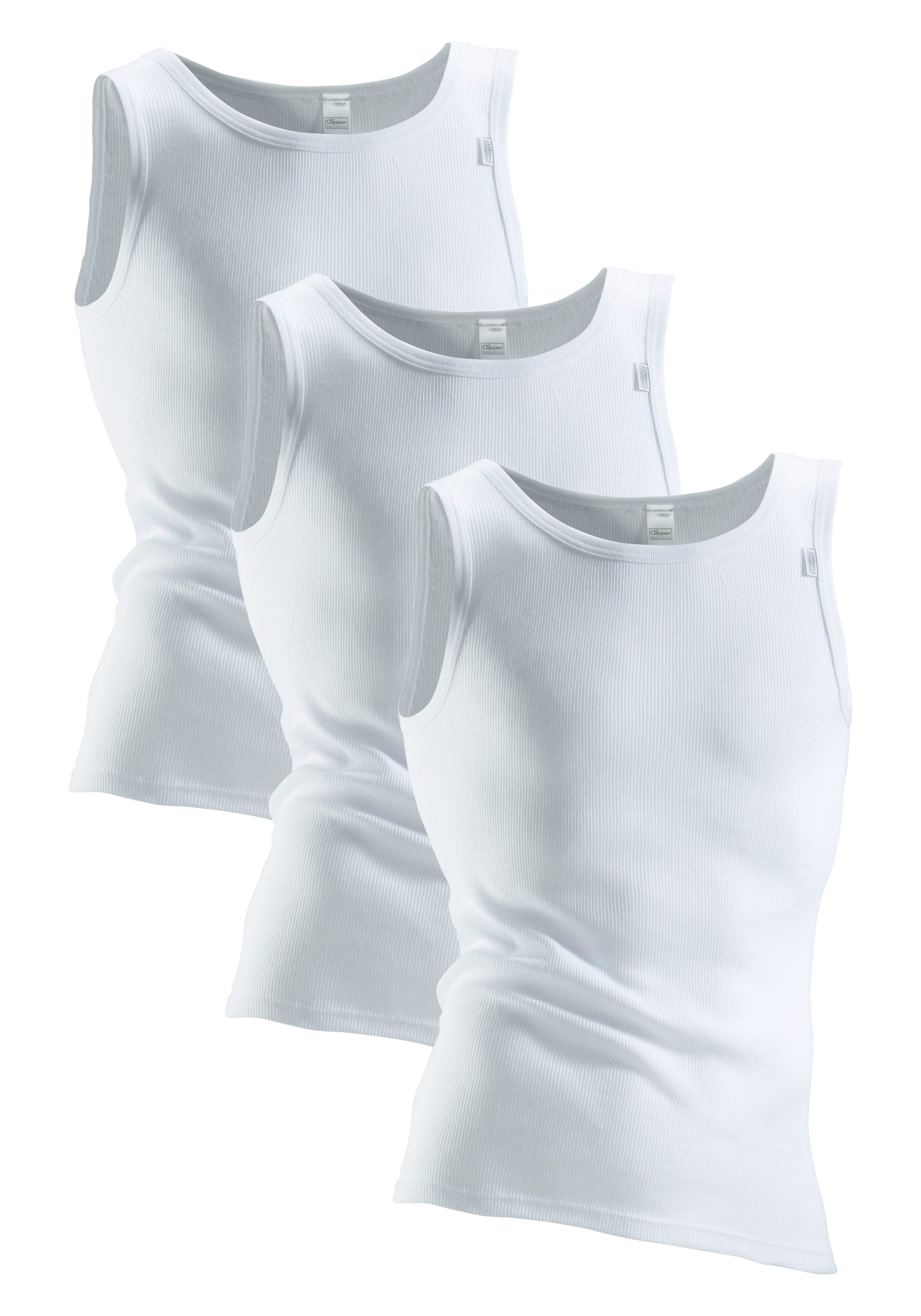 Exclusive in mit länger Clipper etwas Unterhemd Komfortschnitt, - Tanktop Doppelripp, (3-St) hinten