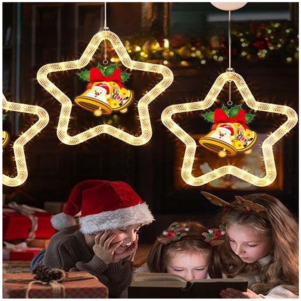 QUBEBU LED-Lichterkette LED Weihnachtsstern Beleuchtet Glocke Weihnachtsman günstig online kaufen