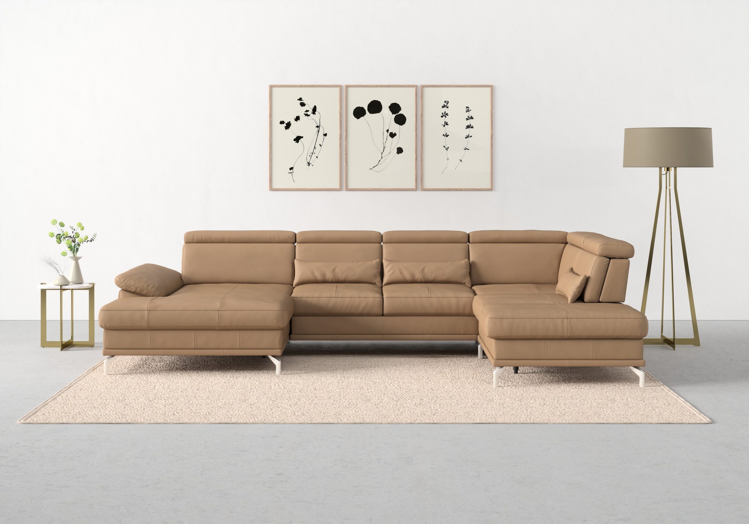 Wohnlandschaft CABRIO U-Form, mit Sitztiefenverstellung, - Einrichtungsbeispiel