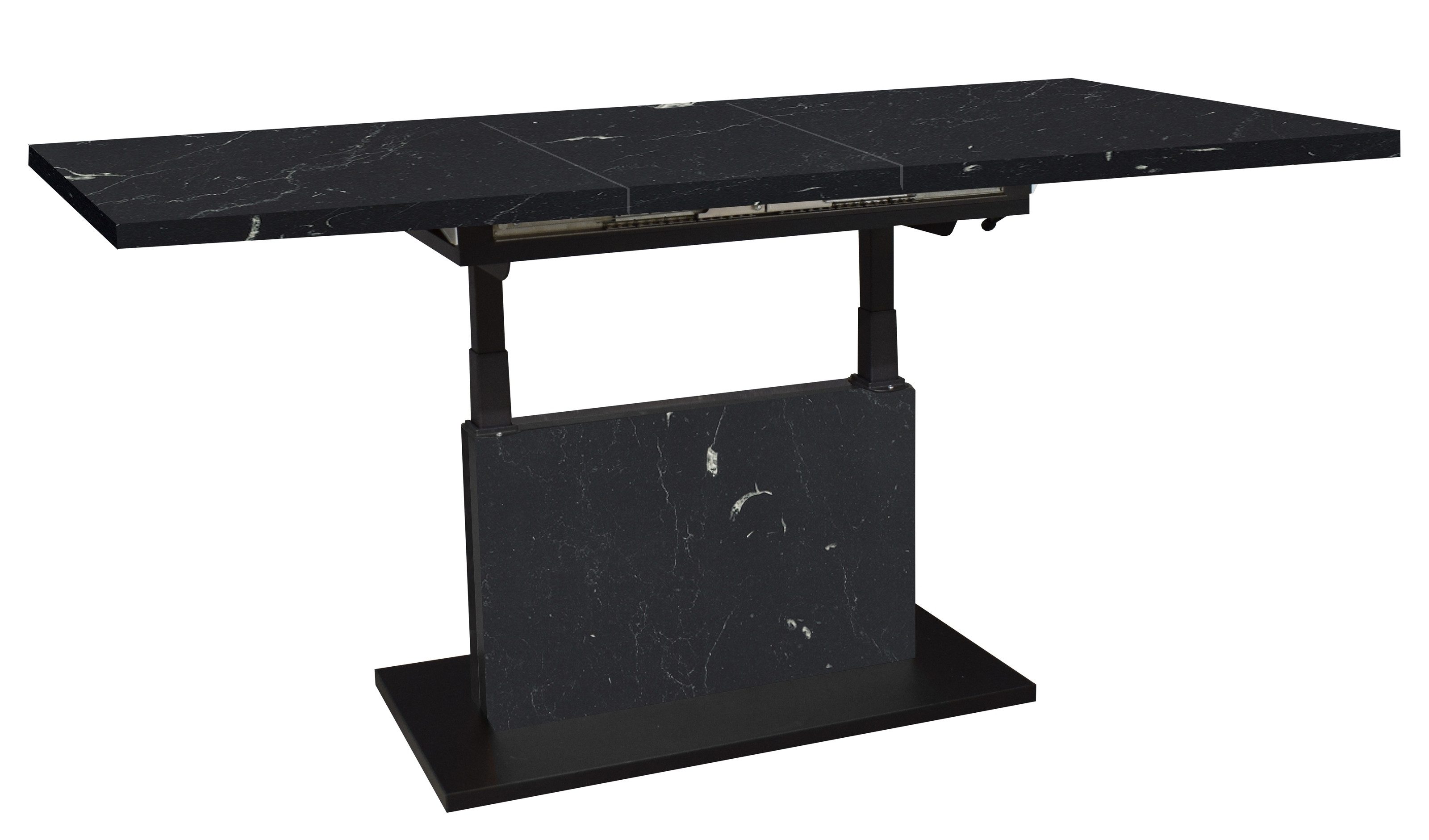 freiraum Couchtisch Lift, keramik optik schwarz / schwarz - 120/160x59/75x60cm (BxHxT)