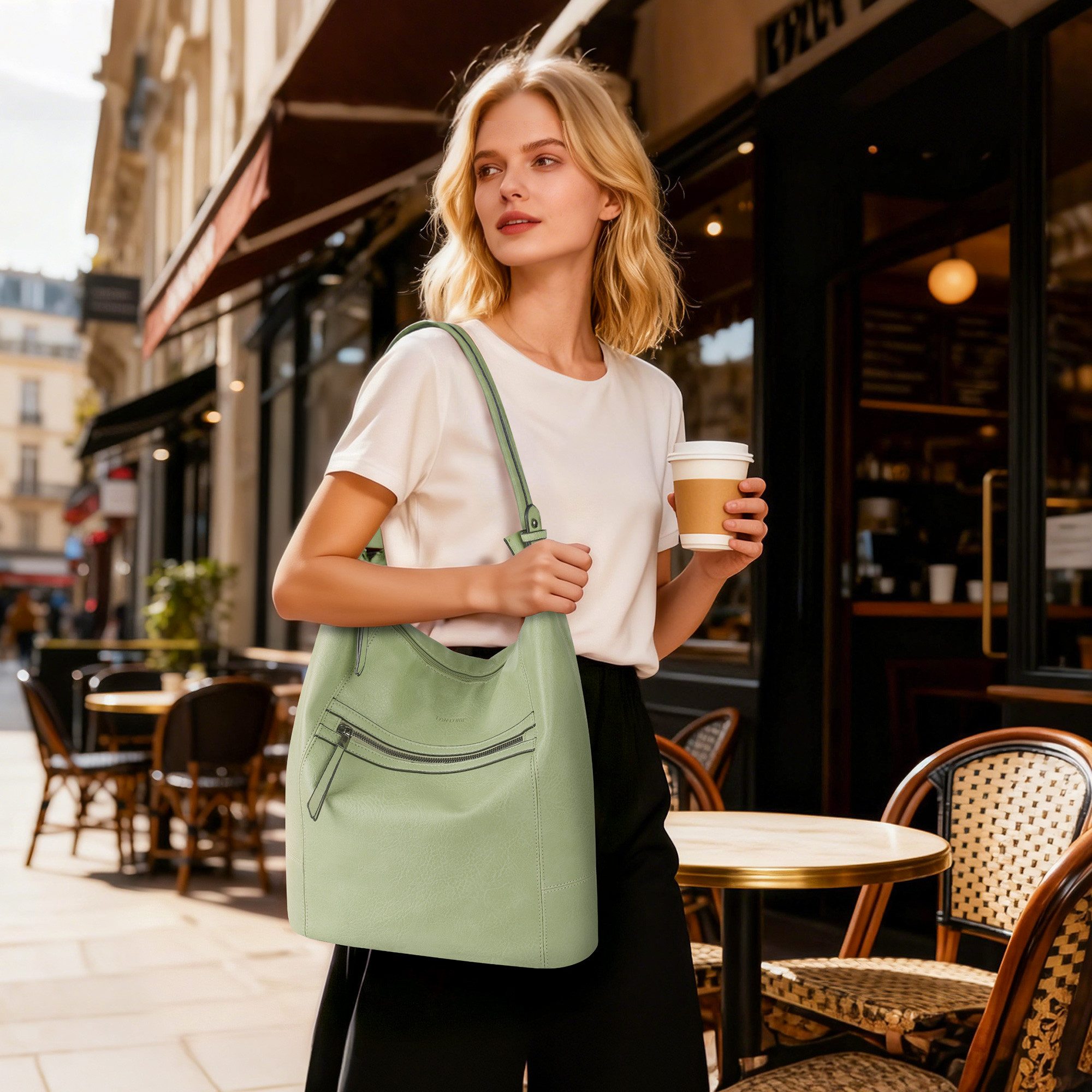 TANTOMI Handtasche 2-Tlg Shopper Schultertasche mit Geldbörse Damen Groß Umhängetasche, Crossbody Bag Damen für Pendler und Reisen mit Abnehmbarem Riemen