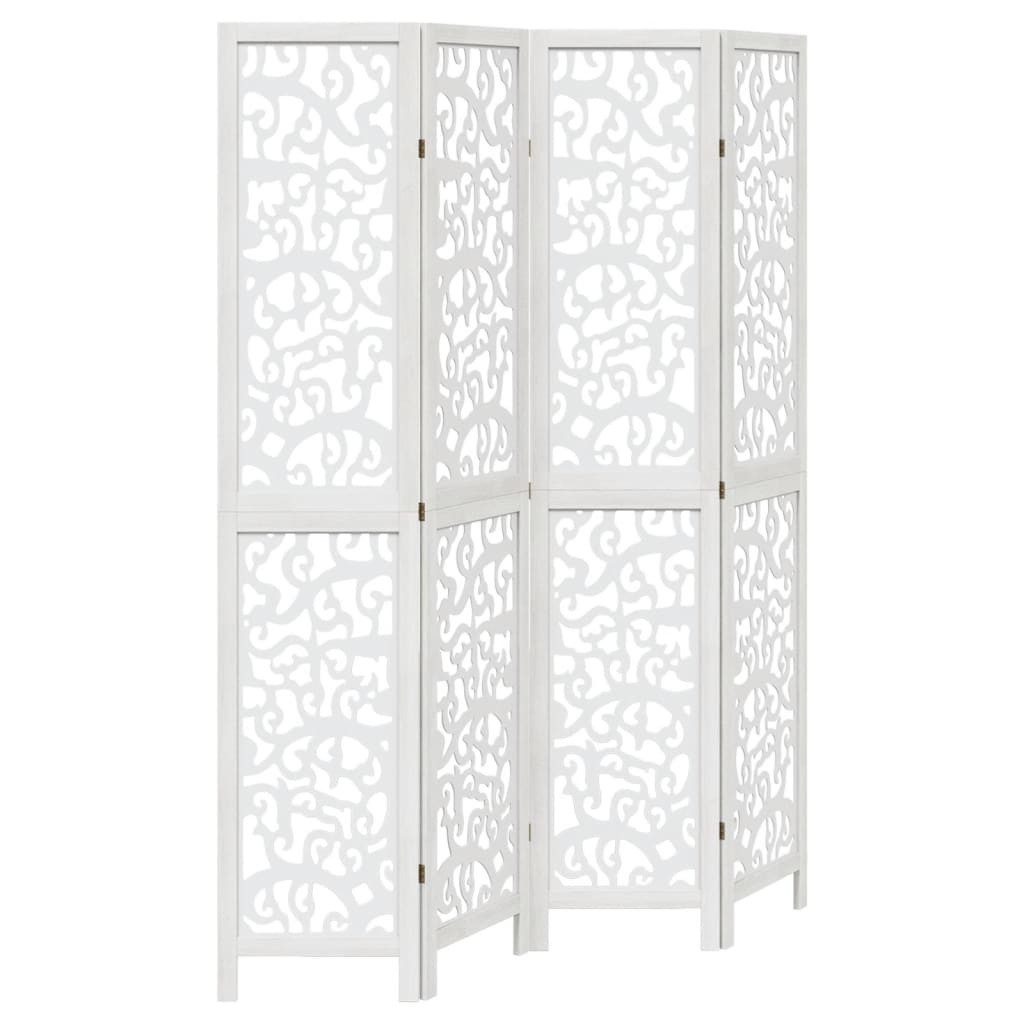 Paravent 40 x 200 cm 4-tlg Raumteiler Paravent Trennwand Spanische Wand Weiß Ma