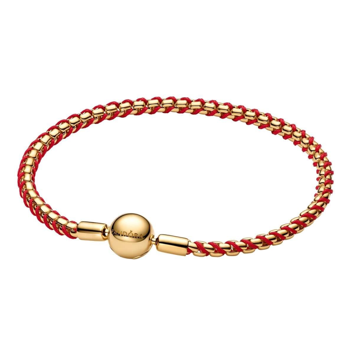 Pandora Armband 563816C01, Damenarmband Schlangenkette Goldfarben/Rot