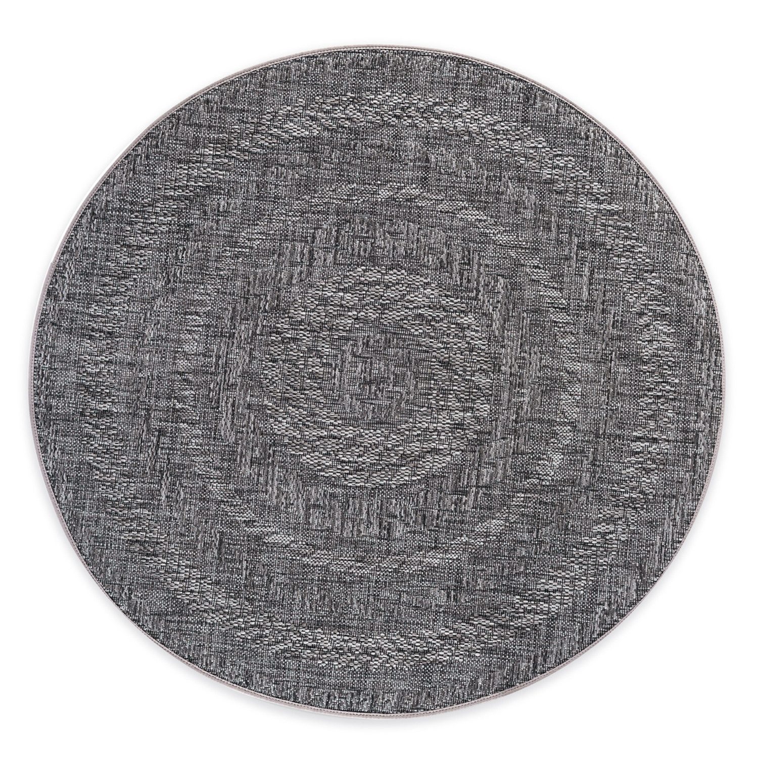 DomDeco Outdoorteppich In- & Outdoor Teppich Rund VITO Anthrazit, Ø120 cm, rund, Wetterfest & UV-beständig, schimmelresistent