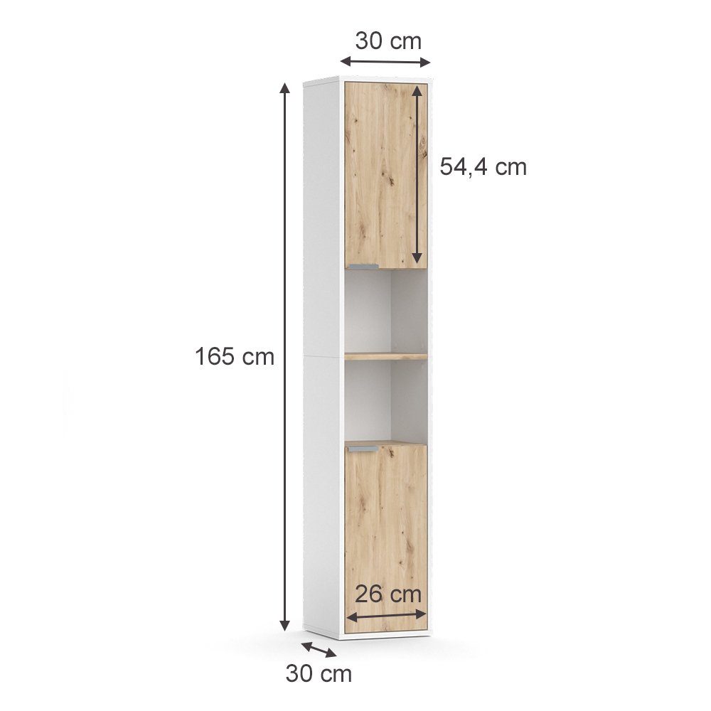 Vicco Weiß/Artisan Badschrank Hochschrank HENRI