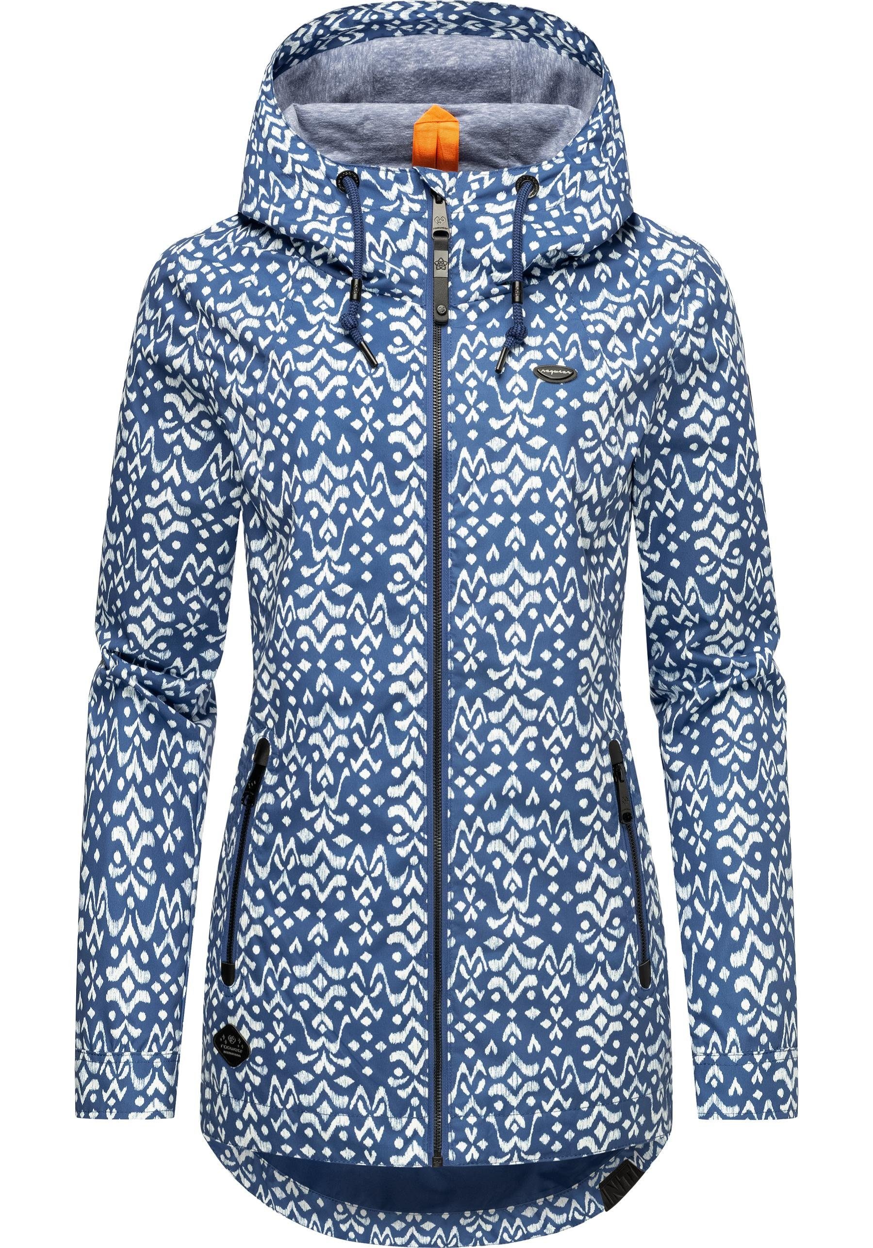 Ragwear Outdoorjacke Zuzka Ikat stylische Übergangsjacke mit großer Kapuze