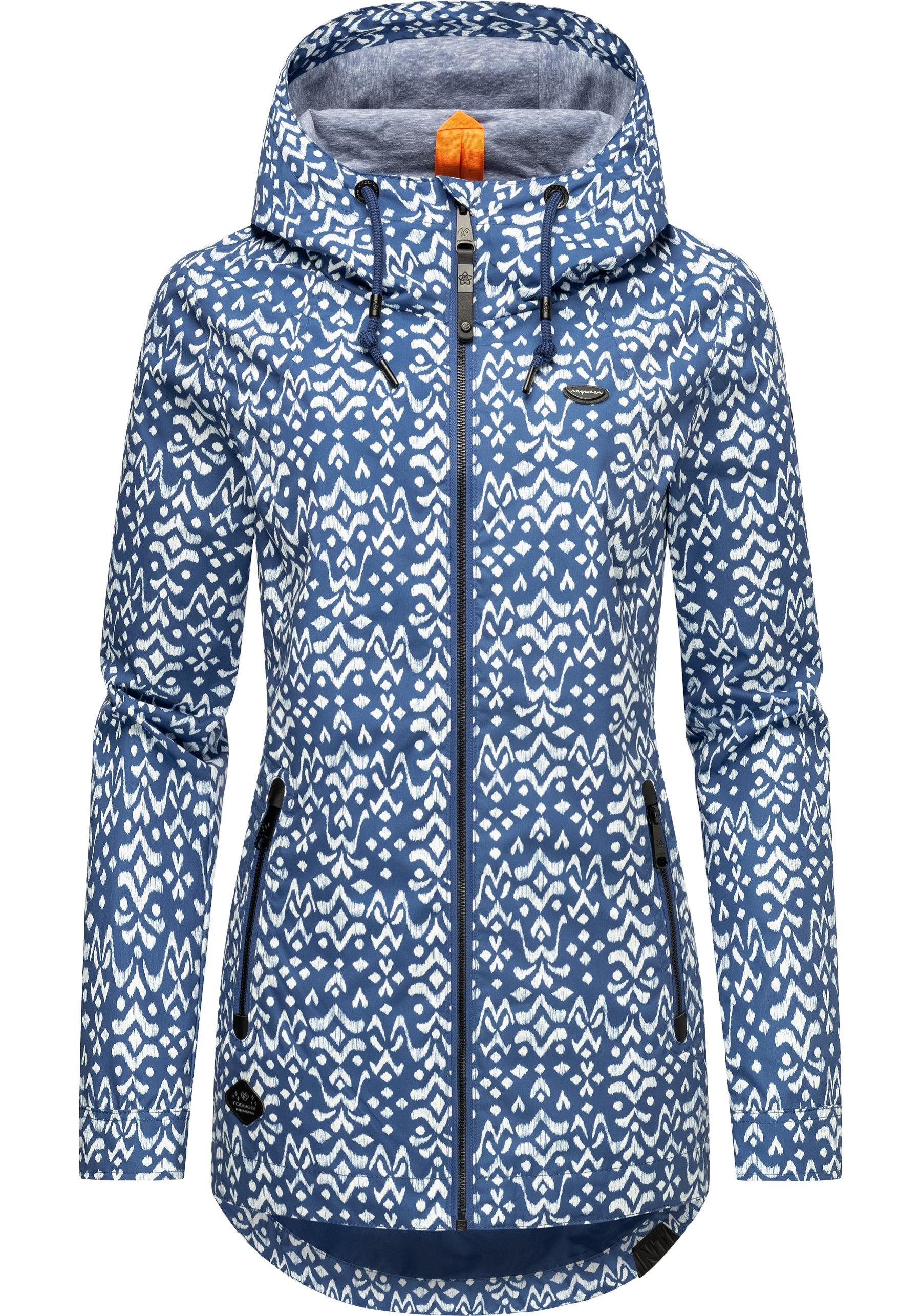 Ragwear Outdoorjacke Zuzka Ikat Wasserdichte Übergangsjacke mit großer Kapuze