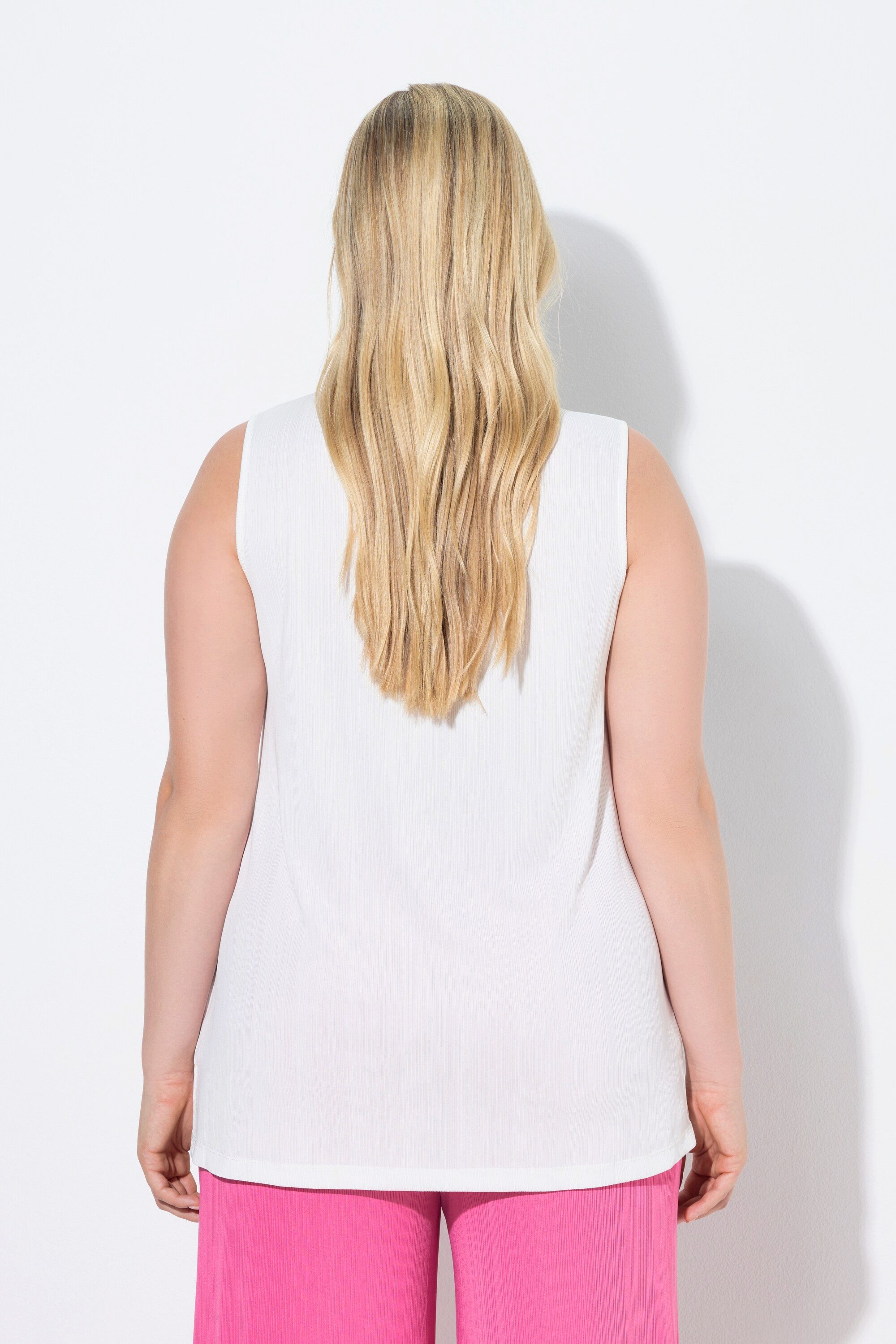 Ulla Popken Longtop Top Rippjersey A-Linie Caree-Ausschnitt ärmellos