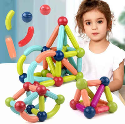 Perfine Magnetspielbausteine Magnetische Bausteine ab Magnetbausteine Montessori Magnet, (100-teiliges Set, 42 St), Kinder 2-8 Jahre alt Denkspiel 42-teiliges Set