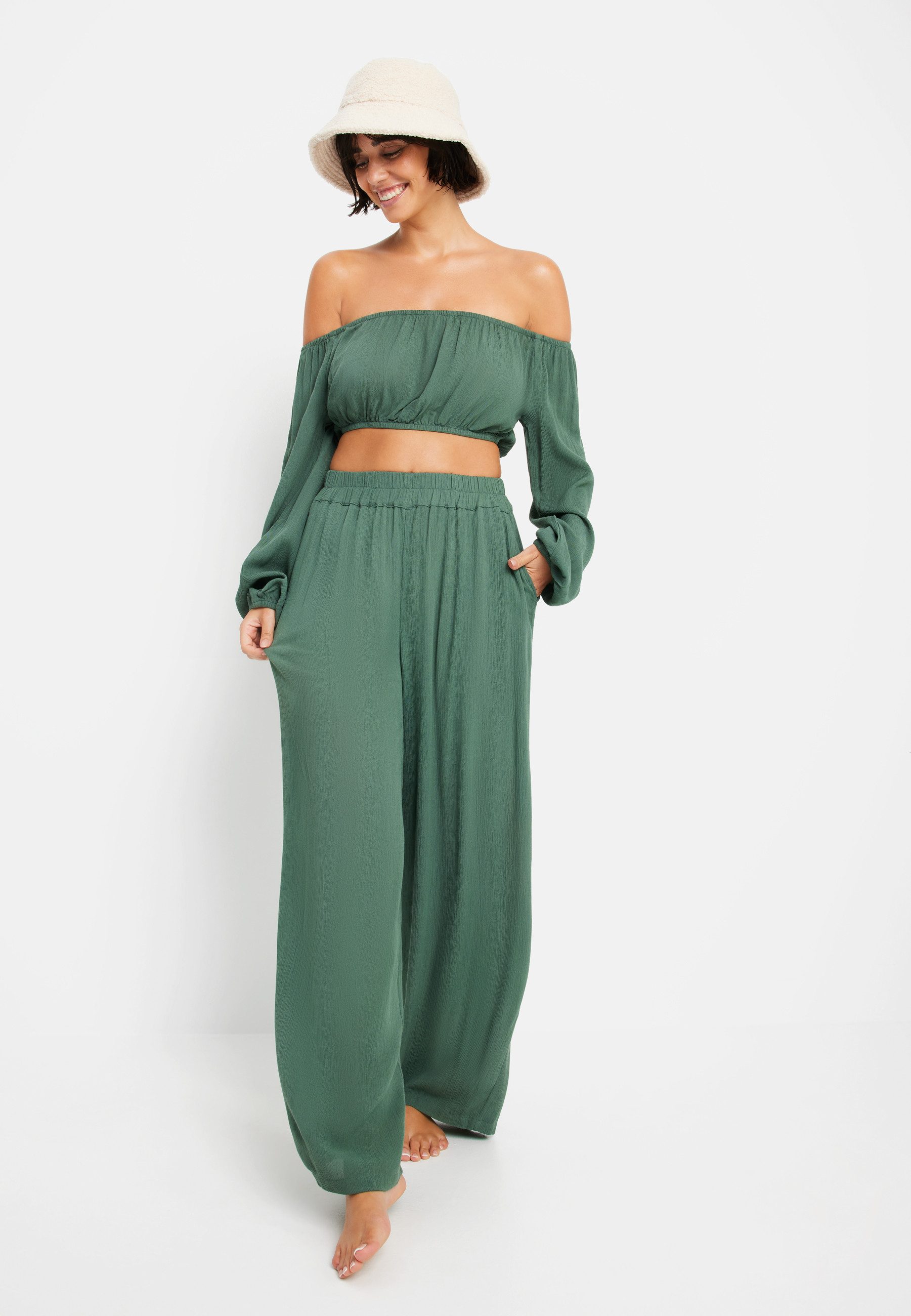 LSCN by LASCANA Carmenbluse in verkürzter Länge