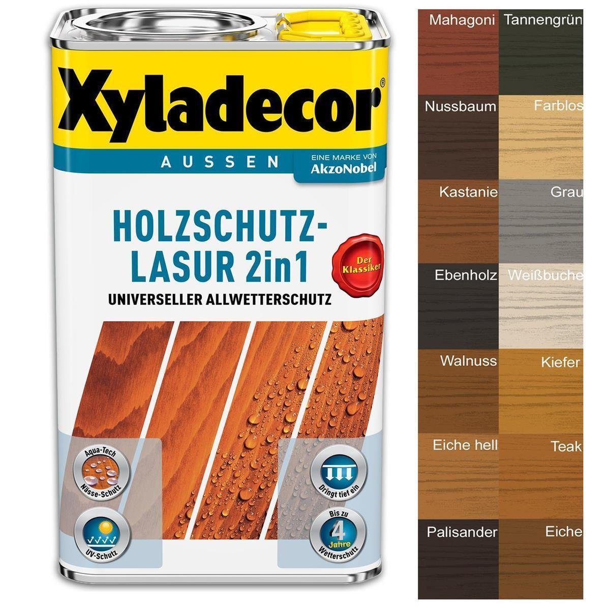 Xyladecor  Holzschutzlasur Holzschutzlasur 2 in1 Außen Imprägnierung Farbe Grundierung 2,5 Liter Teak